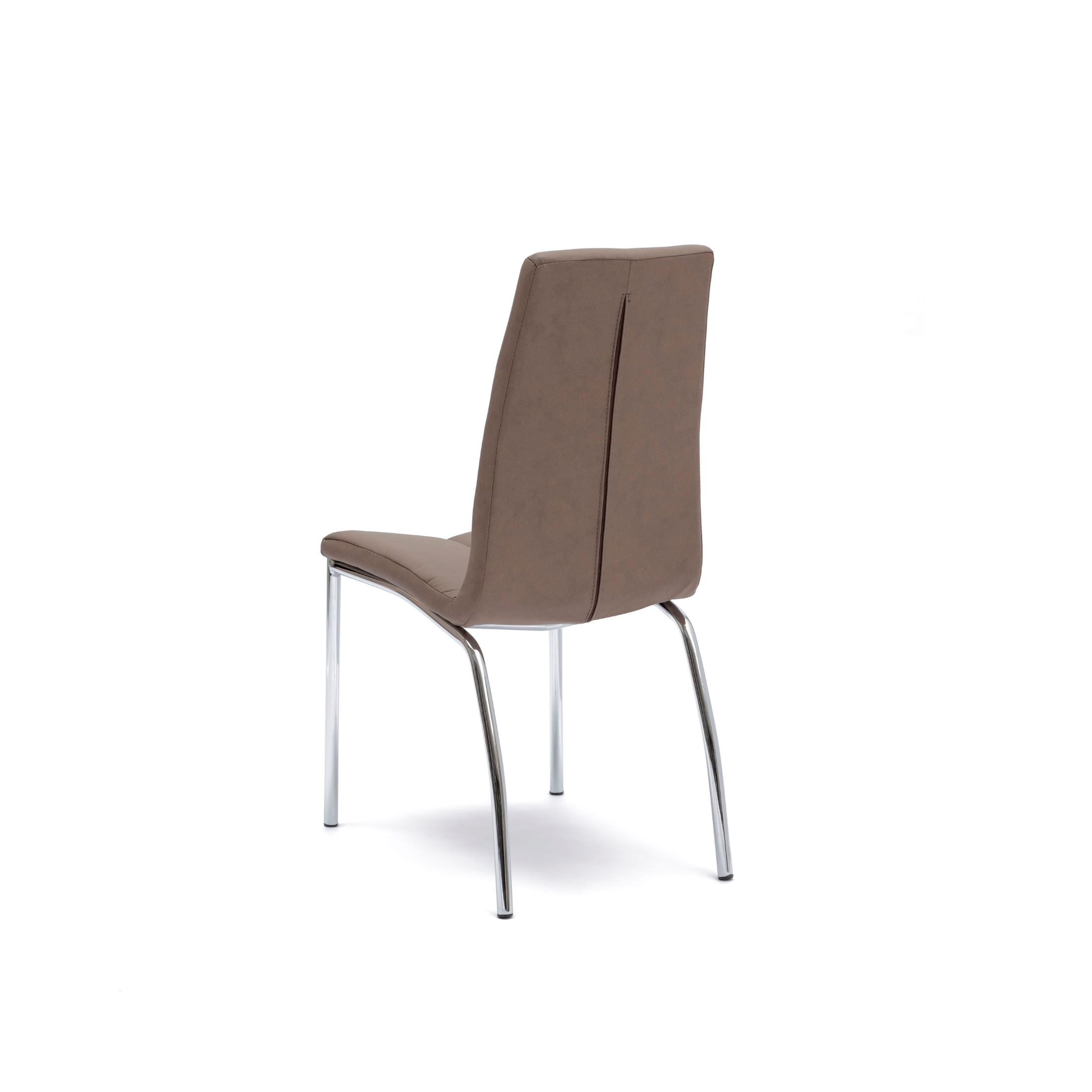 Set of modern "Pilea" upholstered chairs in faux leather with metal legs, 44x43 cm, 92 cm high.