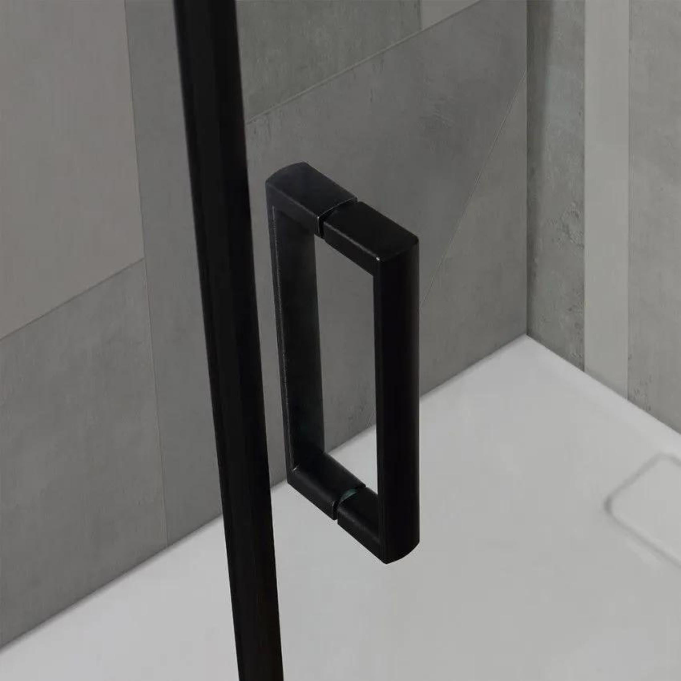 "Cielo" square shower enclosure in clear glass with matt black profile, height 190 cm
