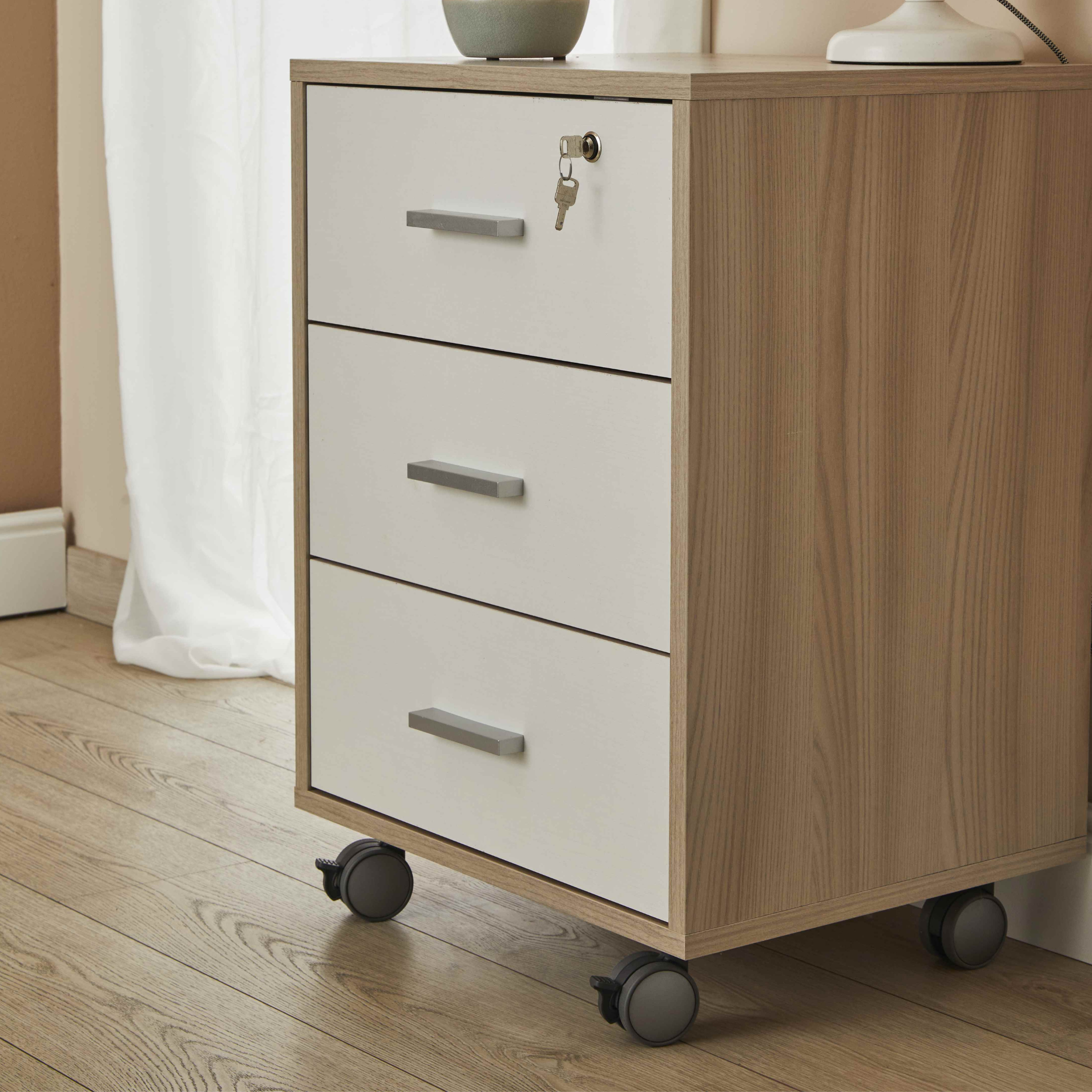3-drawer "Drop" desk unit with wheels, 50x41 cm, 70 cm high