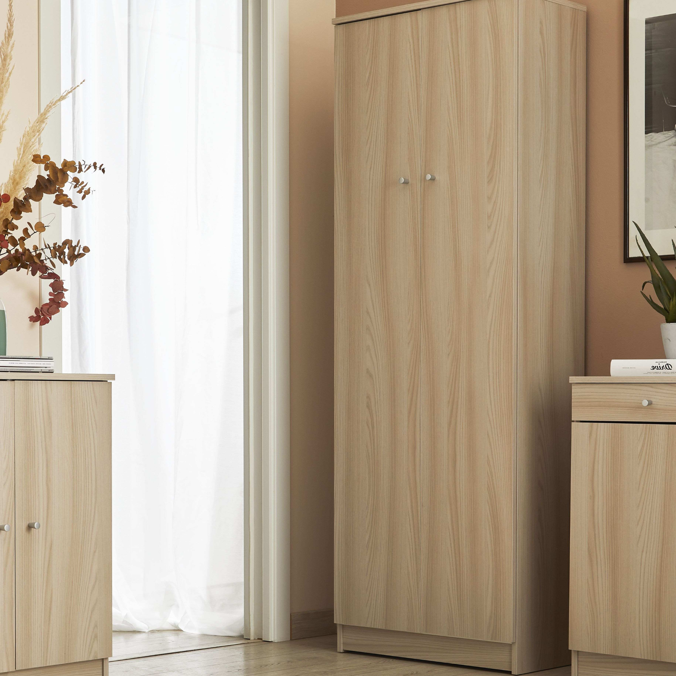 Modern "Gioia" 2-door wooden entrance hall cabinet, 62x34 cm, 183 cm high