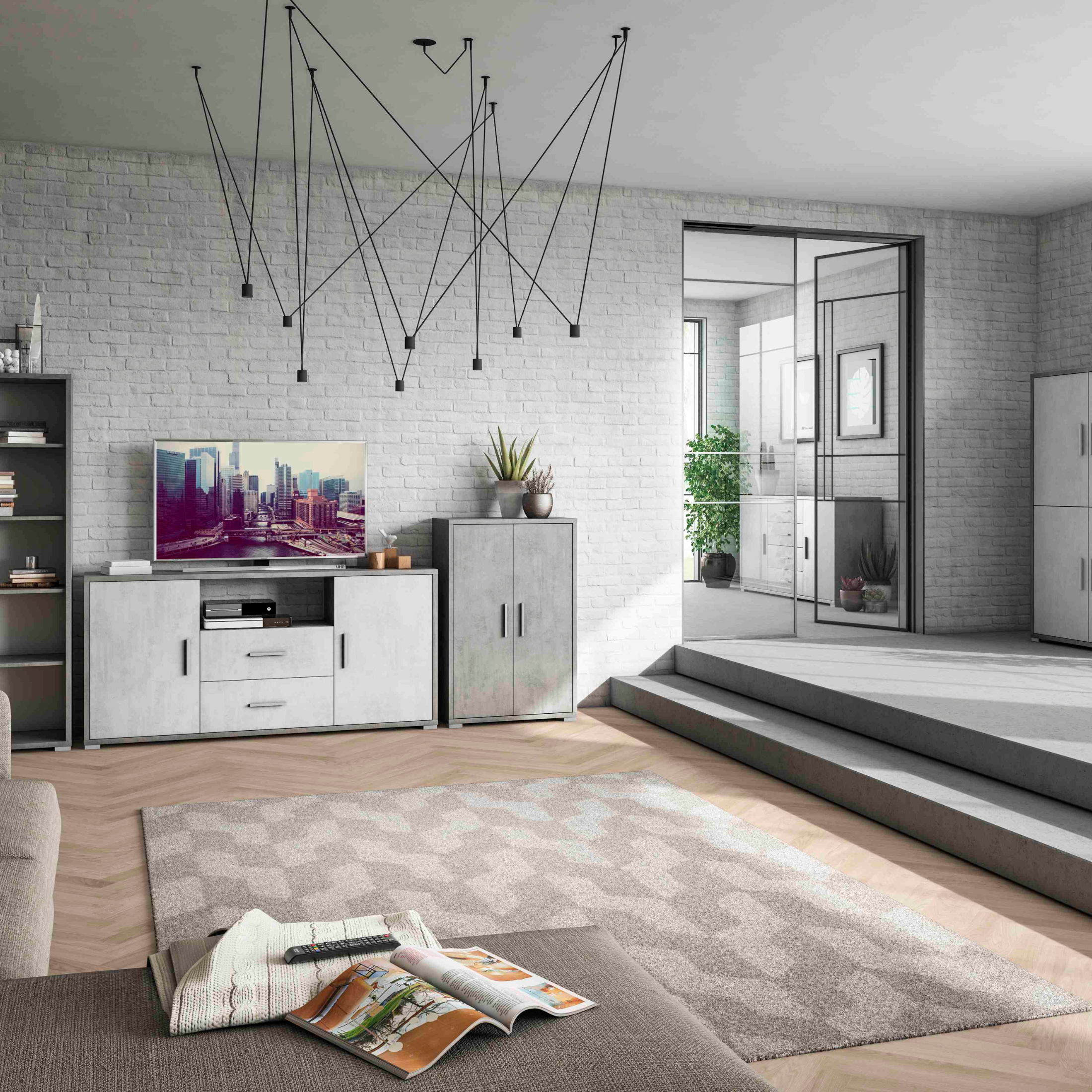 "Twinfit" 2-door, 2-drawer wooden entrance sideboard, 174x41 cm, 82 cm high