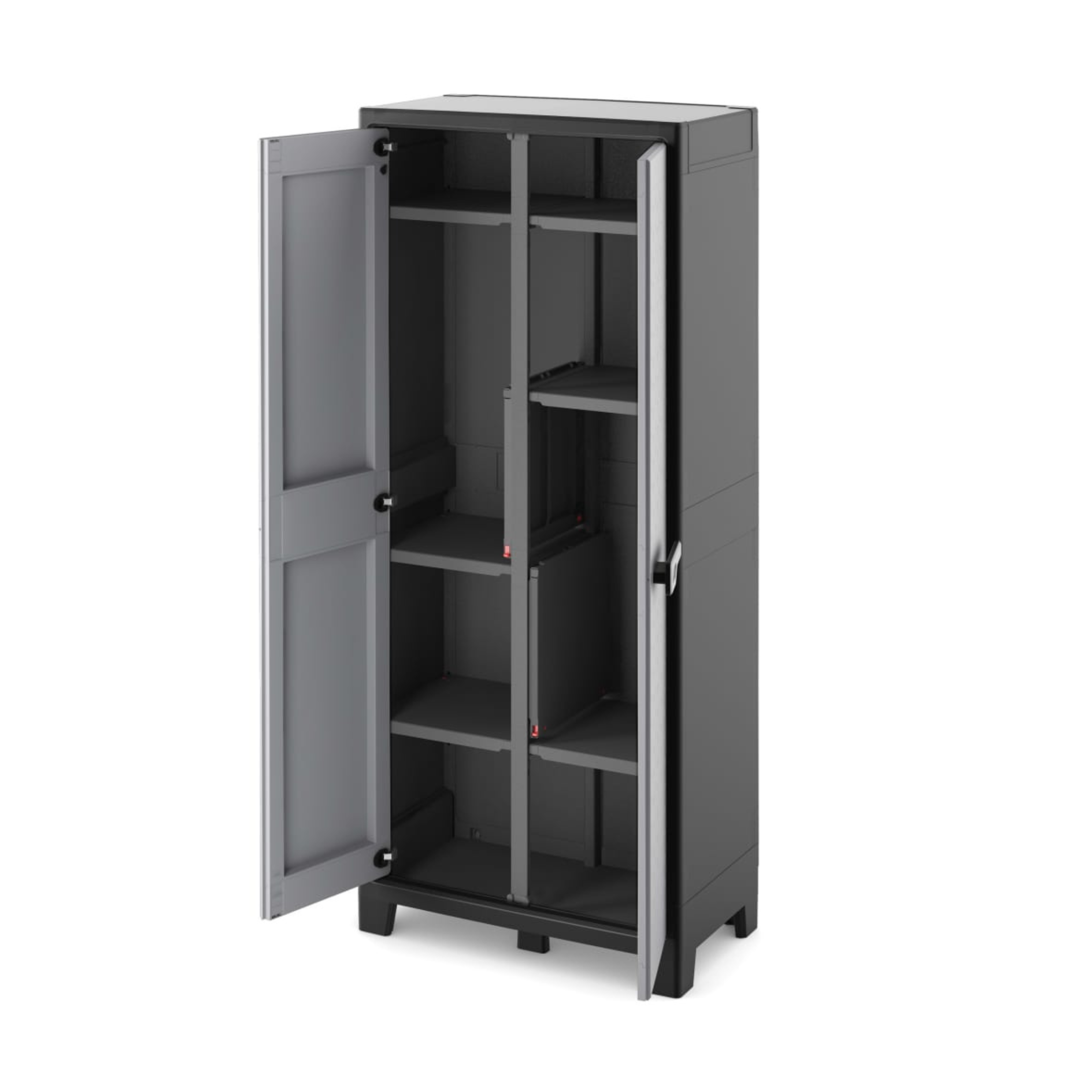 XL "Hitan" resin garden cabinet with internal shelves and raised feet