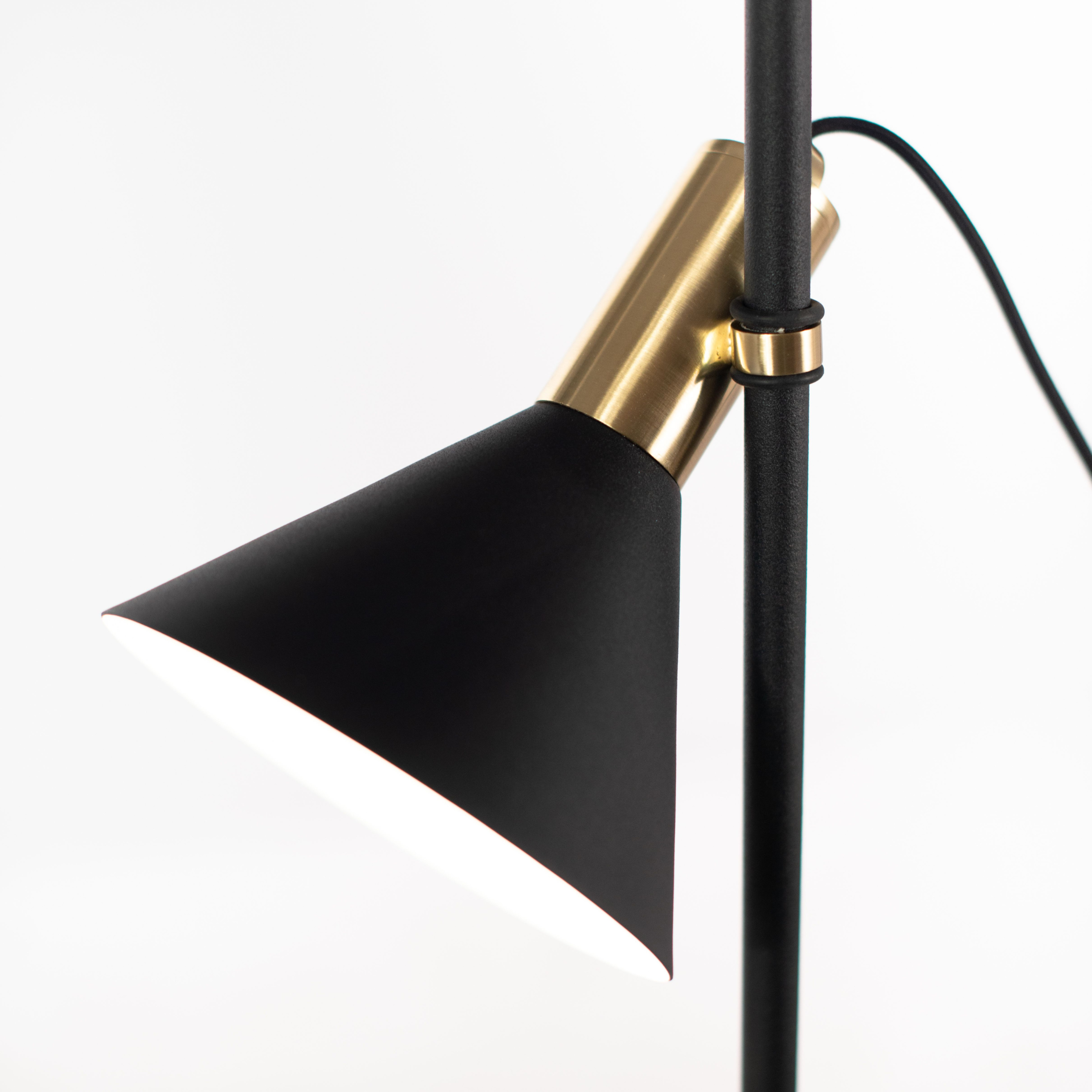 "Lucia" metal floor and table lamp with brass shade