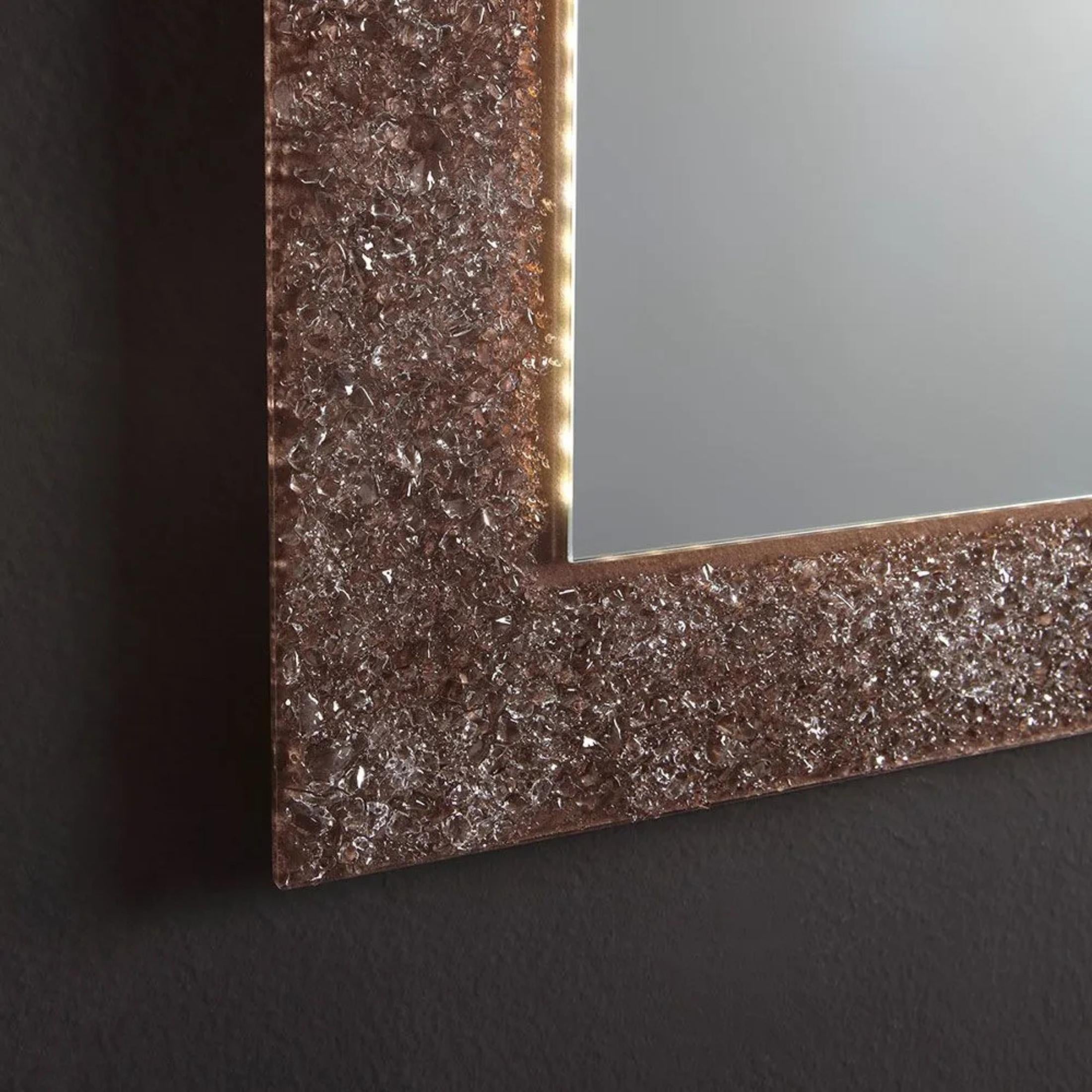 Rectangular LED mirror "Serranova" with glass grit frame 98x70 cm