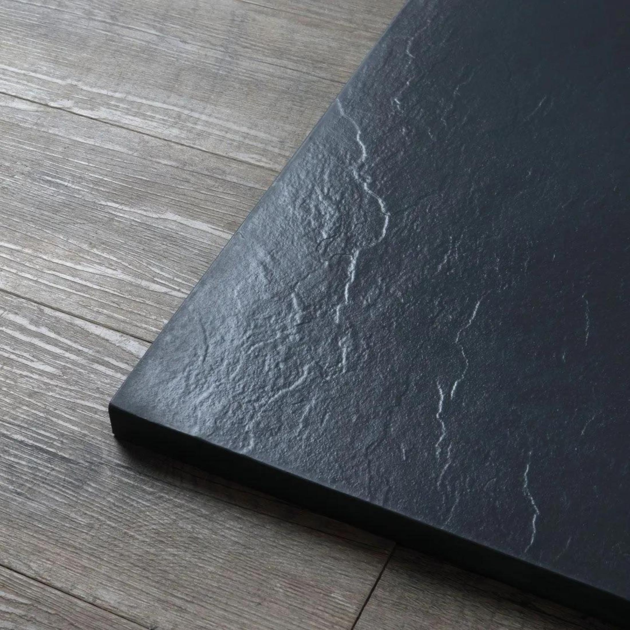 "Milano" thin rectangular shower tray in non-slip stone-effect resin