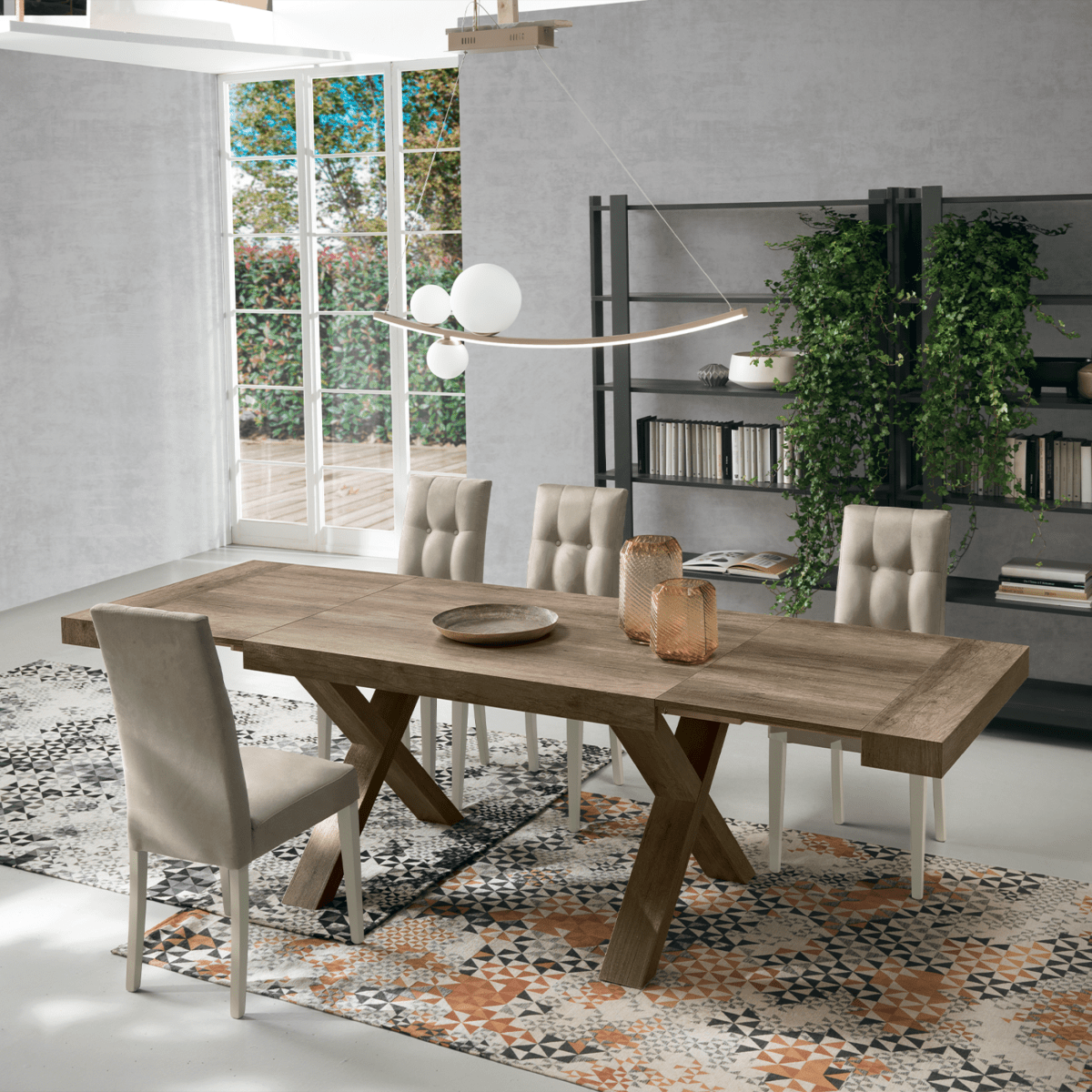 Tavolo allungabile da pranzo "Barton" con allunghe in laminato effetto legno cm 160/260x90 76h - MondoViro
