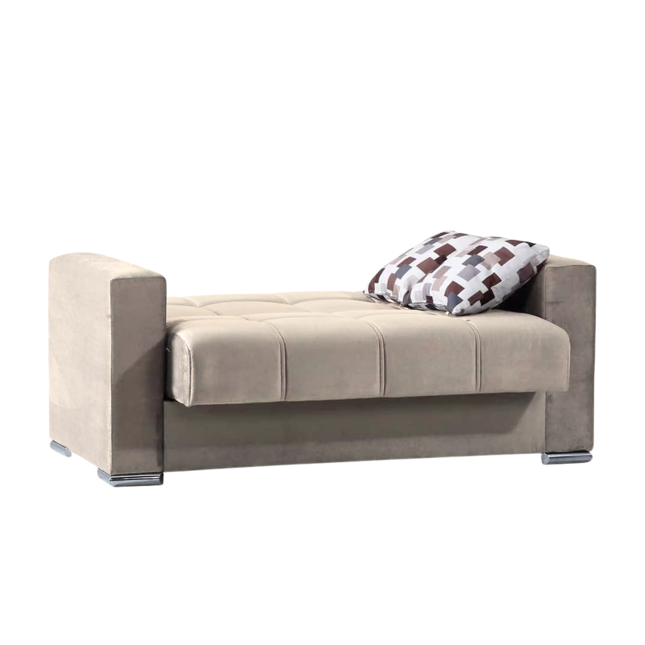 "Alba" 2-seater sofa with storage in fabric with chromed feet, 158x85 cm, 92h