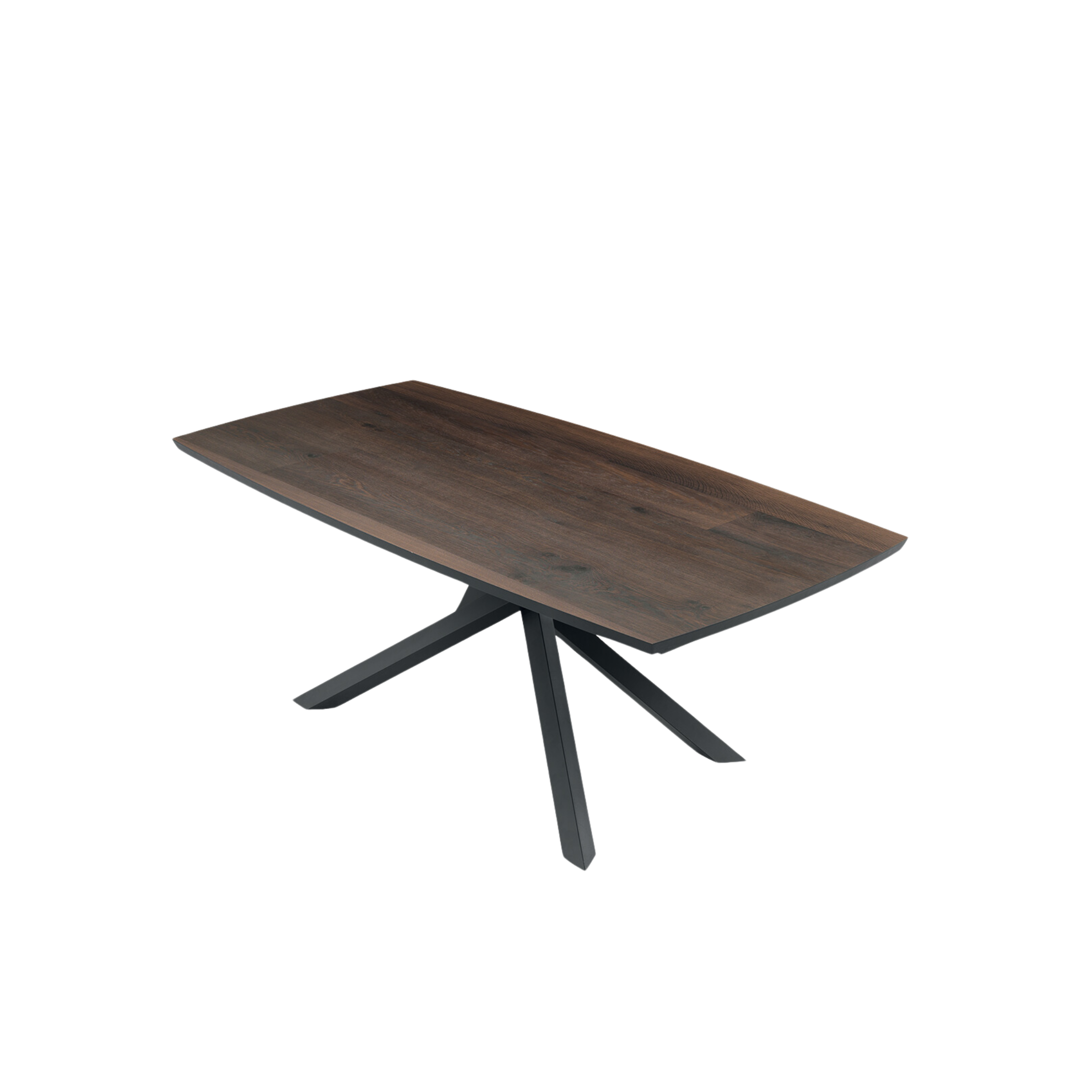 Modern extendable table "Alan" with metal base and oak top