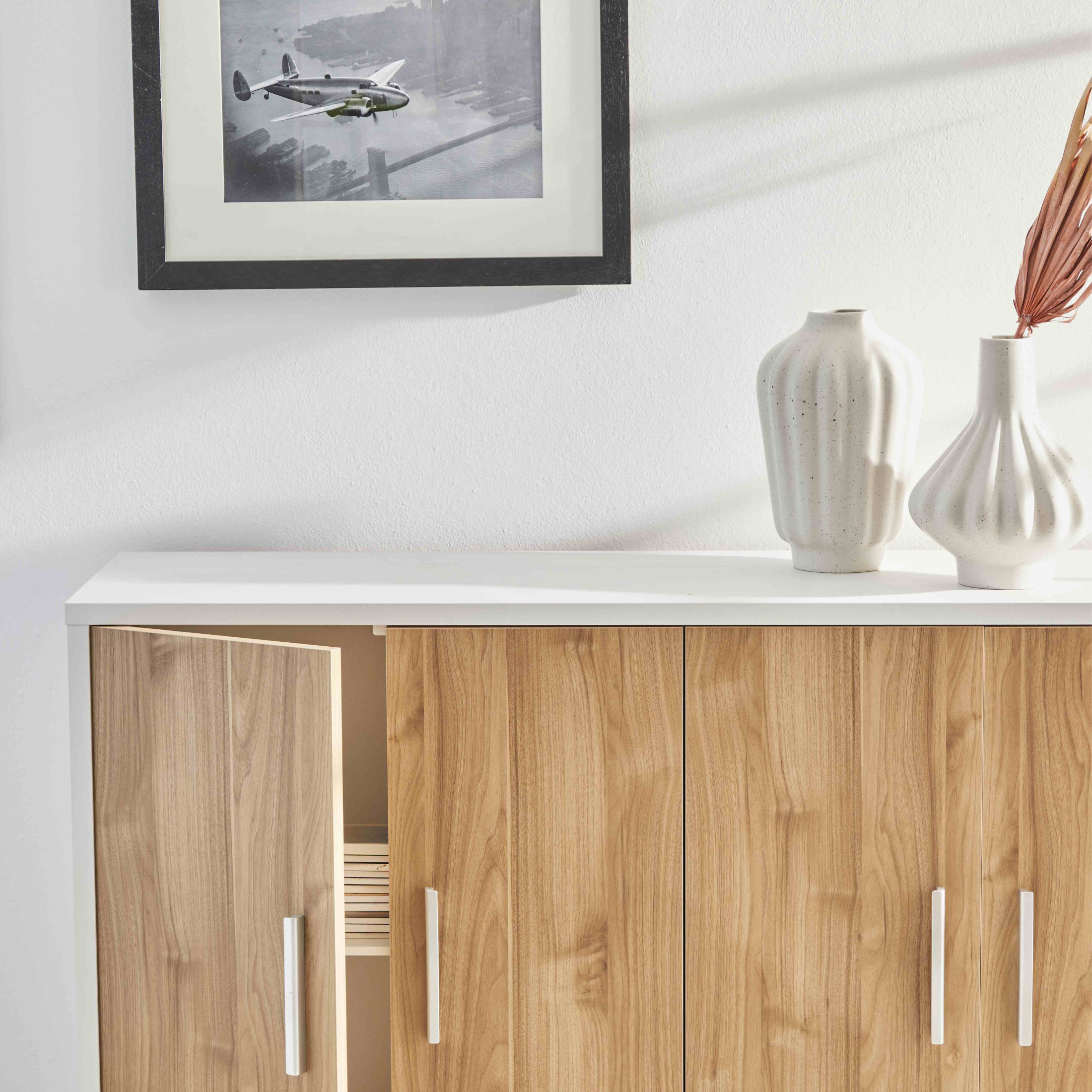 Modern 6-door "Paris" wooden sideboard, 203x41 cm, 84h