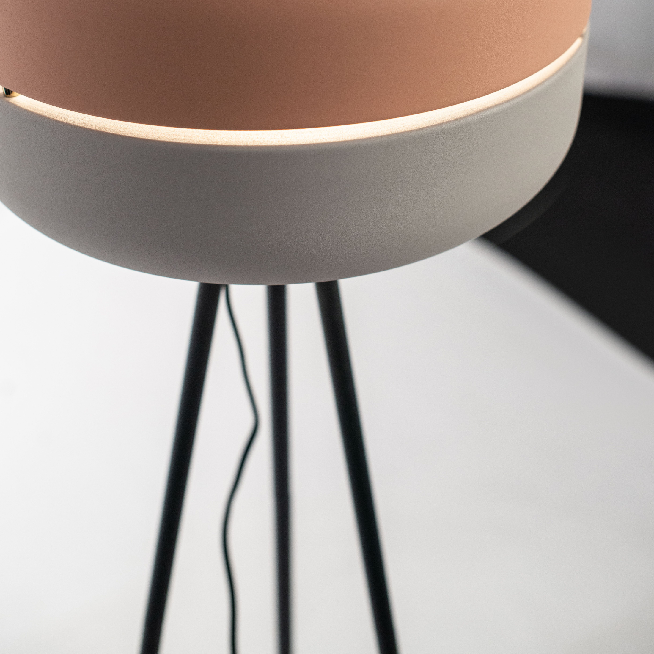 Metal lamp with "Spica" lampshade, floor, table and hanging