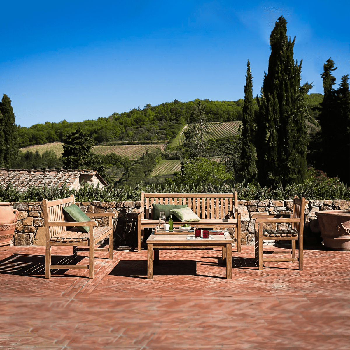 Panca da giardino "Royal" in legno massello tropicale cm 121x63 89h - MondoViro