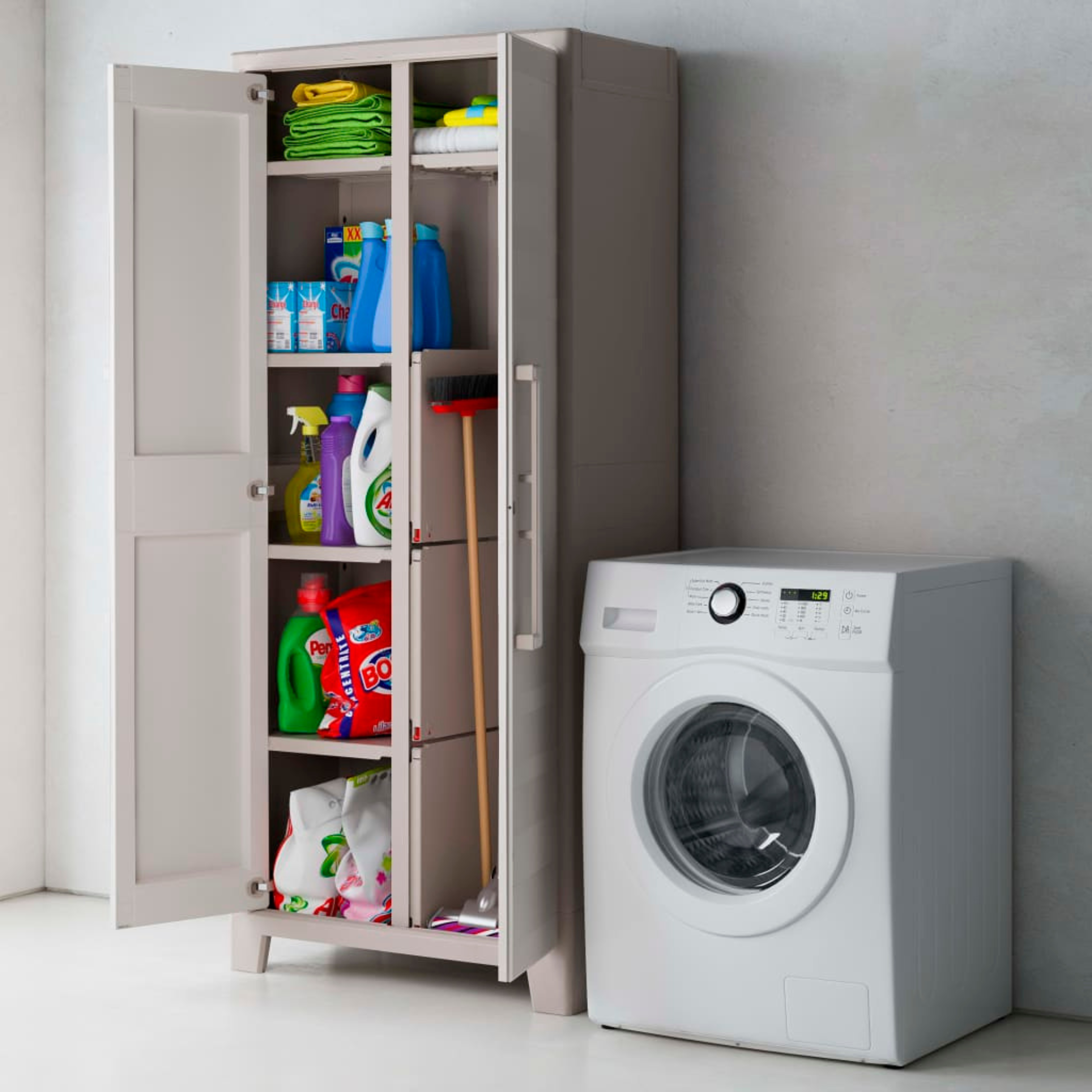 "Oliver" resin garden cabinet with internal shelves and raised feet