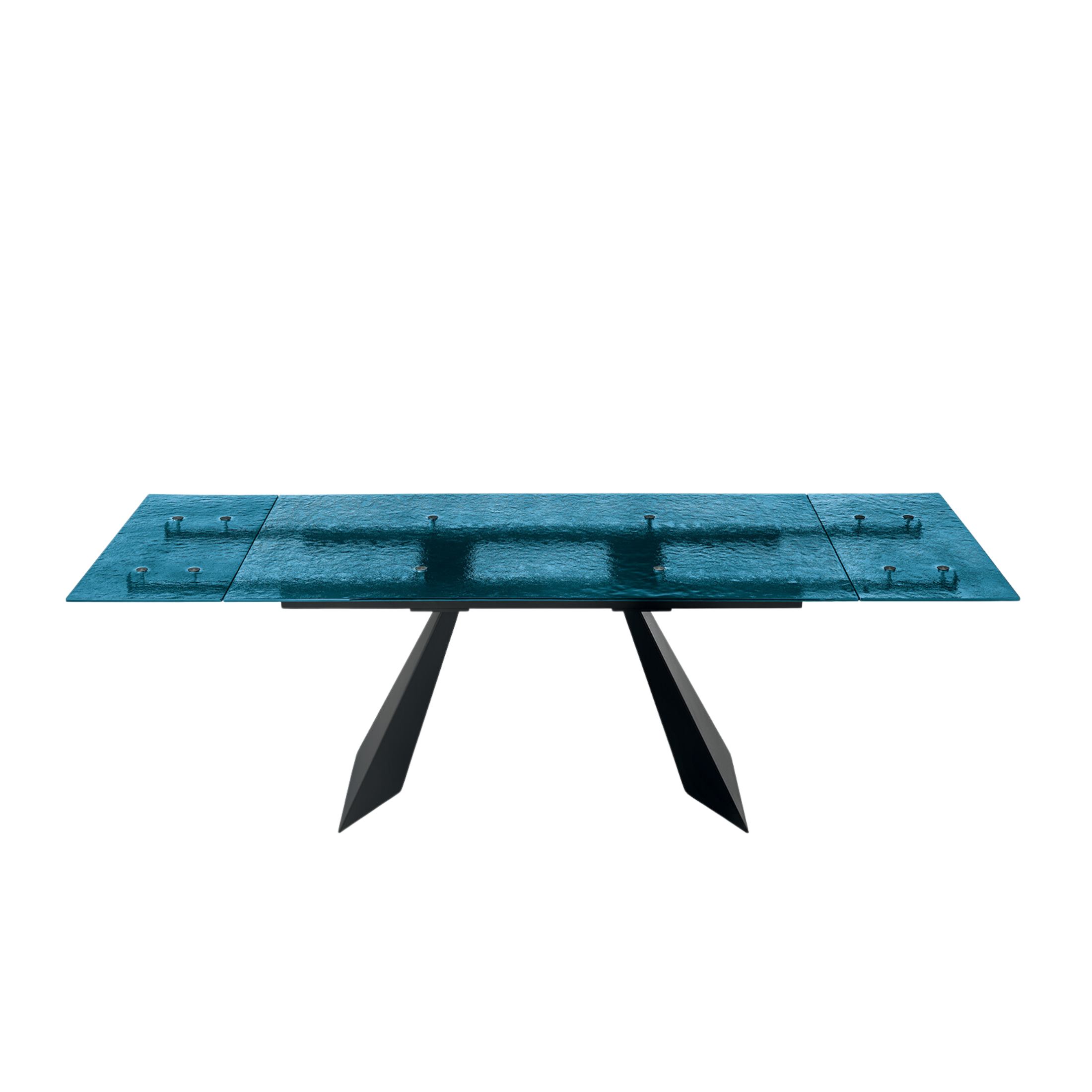 "Rubino" extendable dining table with hammered glass top