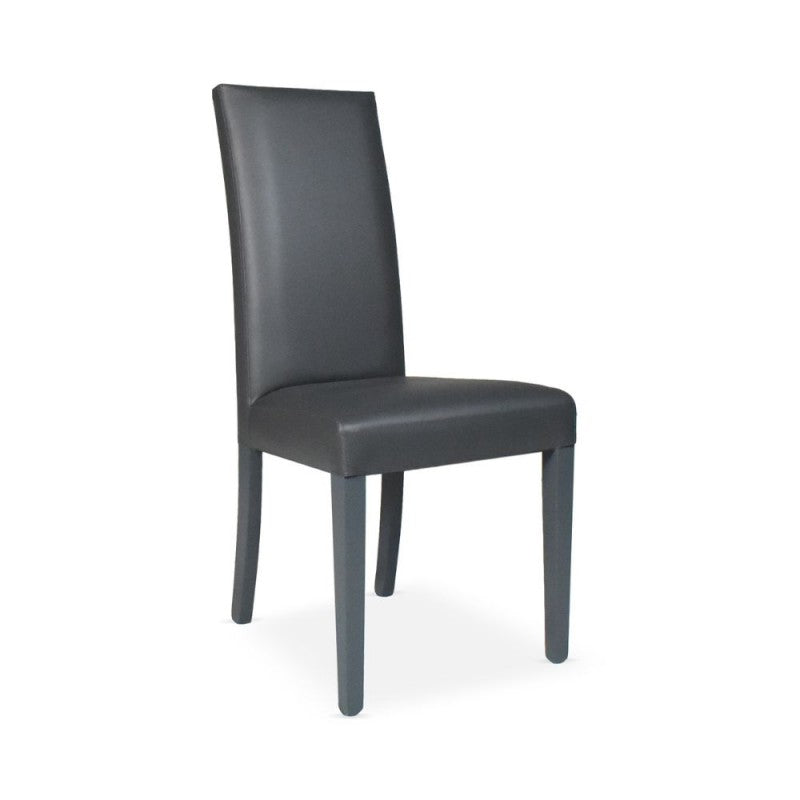 Set of "Nancy" dining chairs upholstered in eco-leather with wooden legs, 47x47 cm, 101h