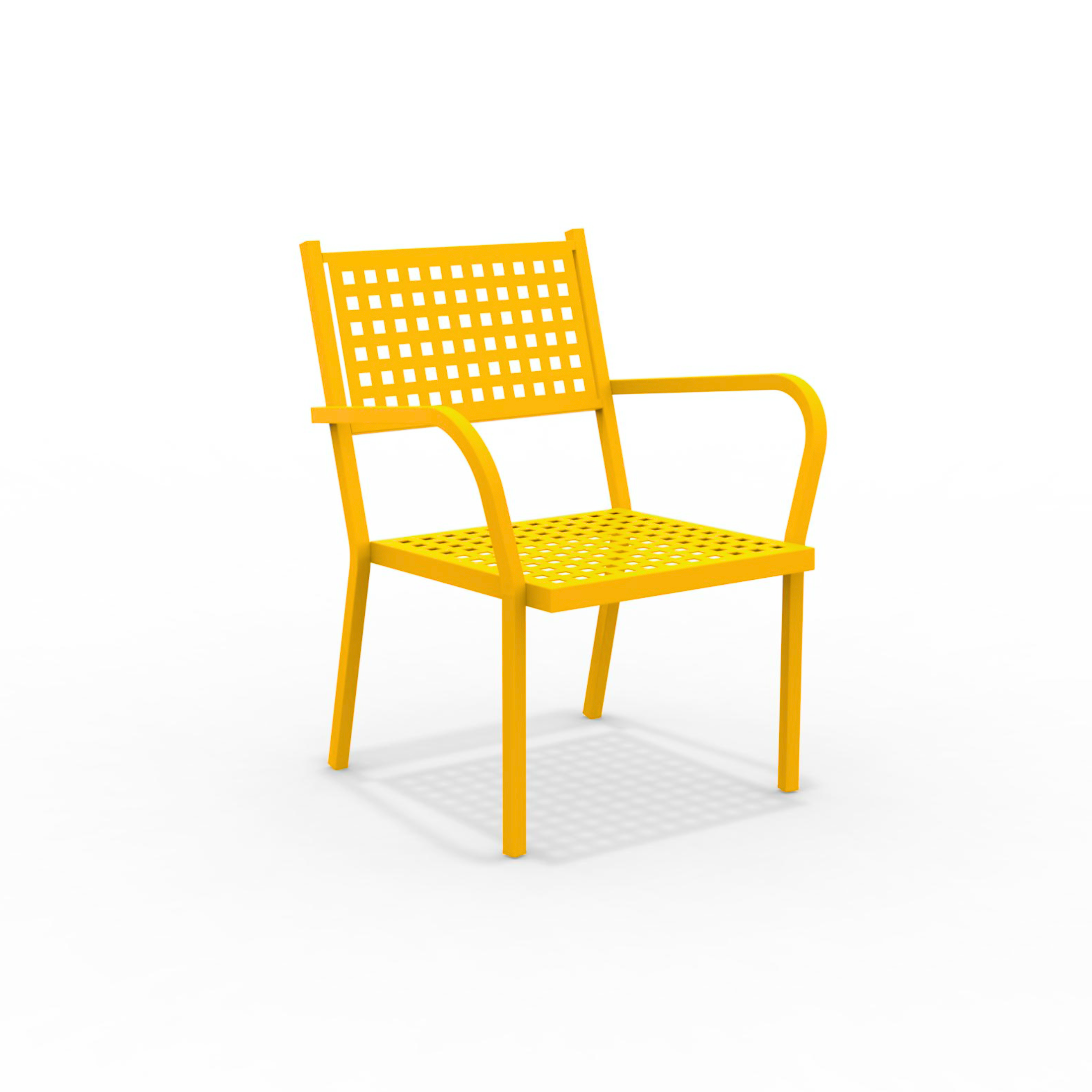 Set of modern "Alice" low stackable metal garden armchairs, 65x63 cm, 77 cm high.