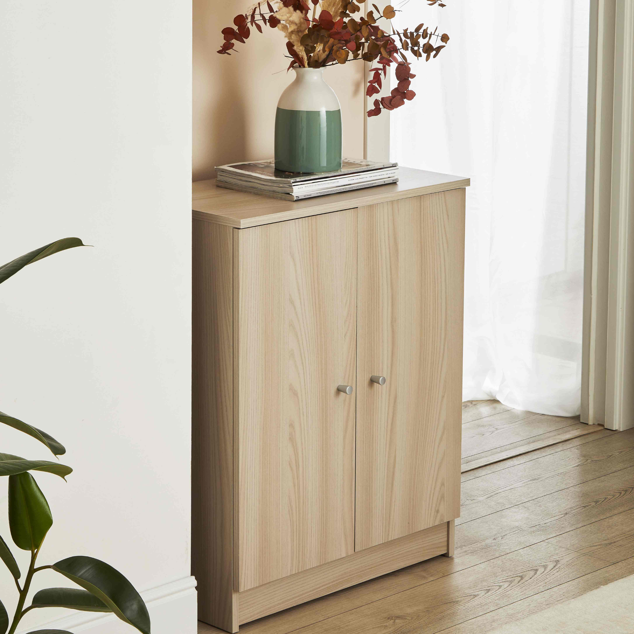 "Esme" modern 2-door wooden entrance hall cabinet, 62x34 cm, 80 cm high