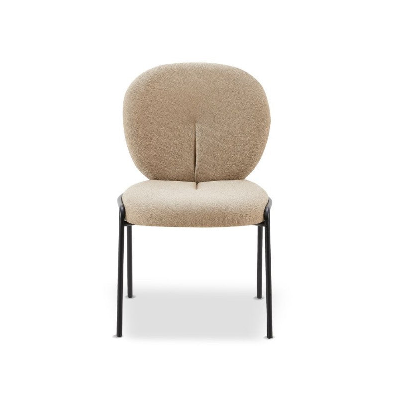 Set of "Sirio" dining chairs upholstered in Teddy fabric with black metal legs, 53x39 cm, 94h