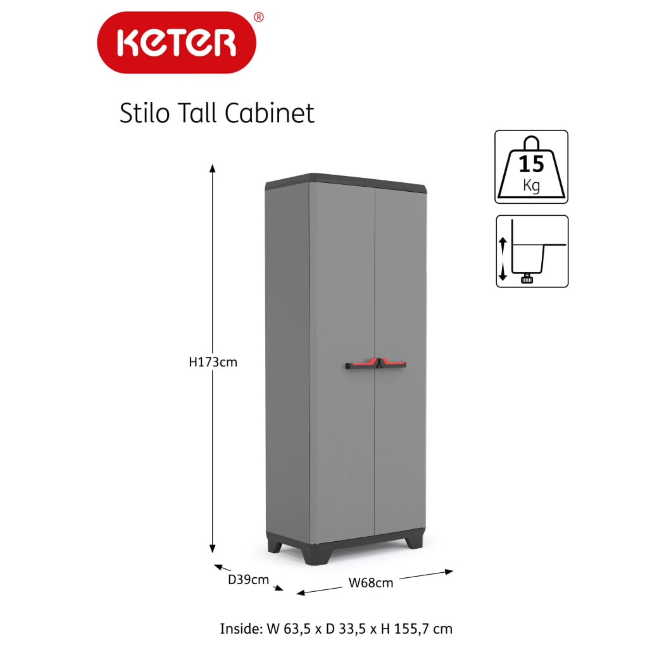 "Antonella" plastic garden cabinet, 68x39 cm