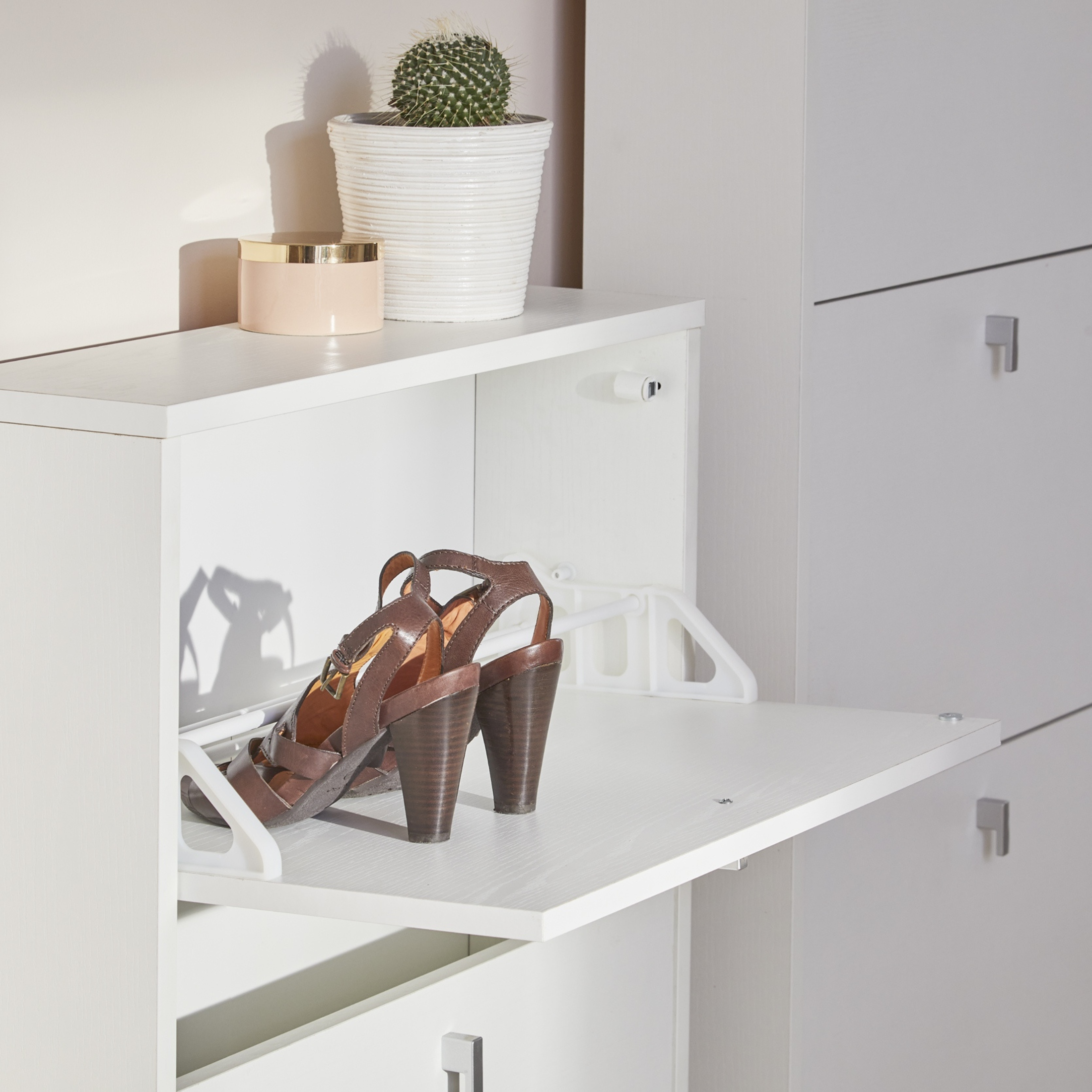 Modern "Malta" 3-door wooden shoe rack for entrance, 63x18 cm, 117 cm high