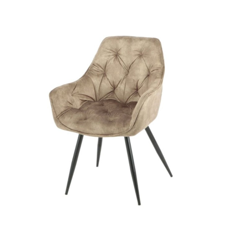 Set of "Senna" dining chairs upholstered in velvet with black metal legs, 59x60 cm, 86h