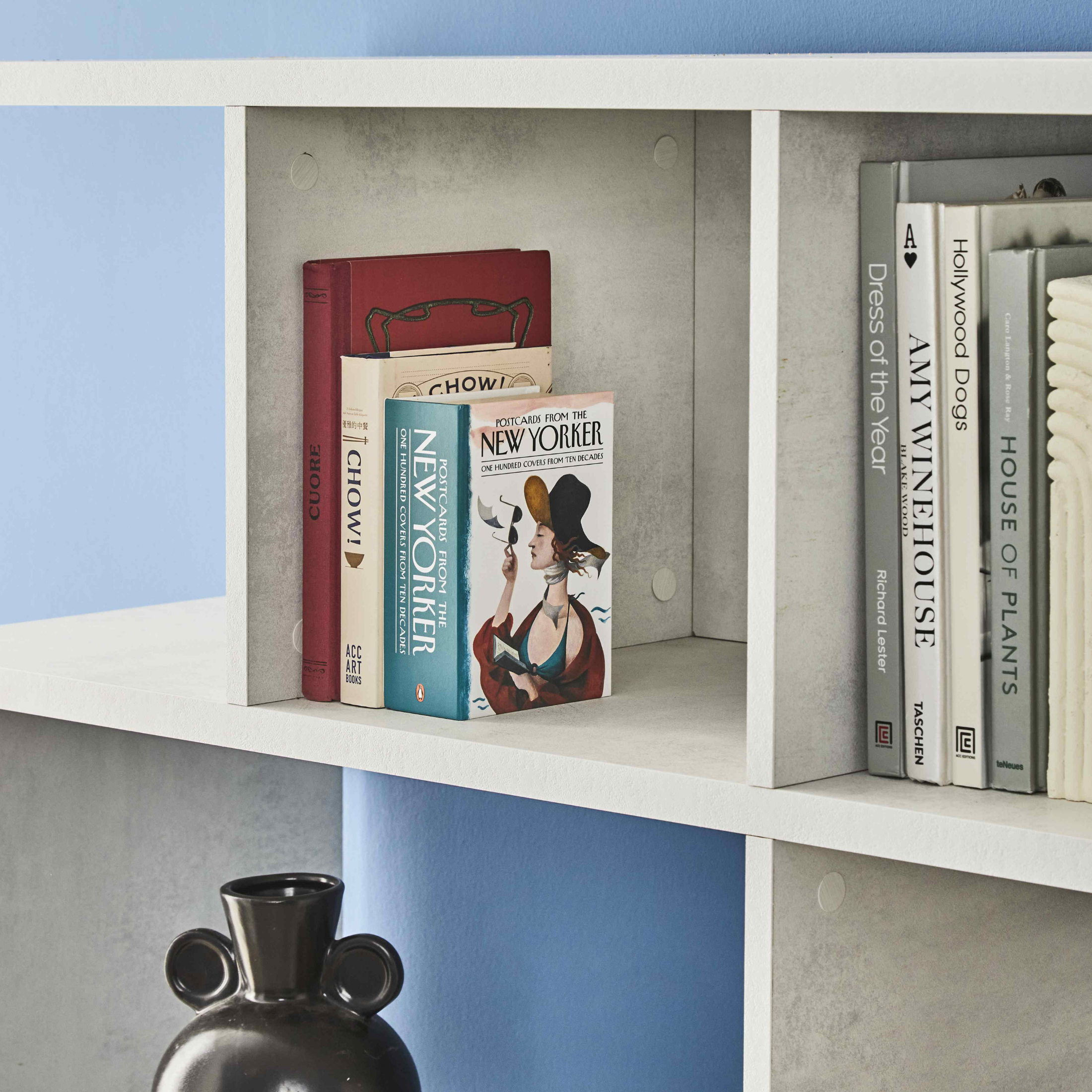 "Riflessioni" modular wooden dividing bookcase, 4 shelves, modern, 150x38 cm, 144 cm high