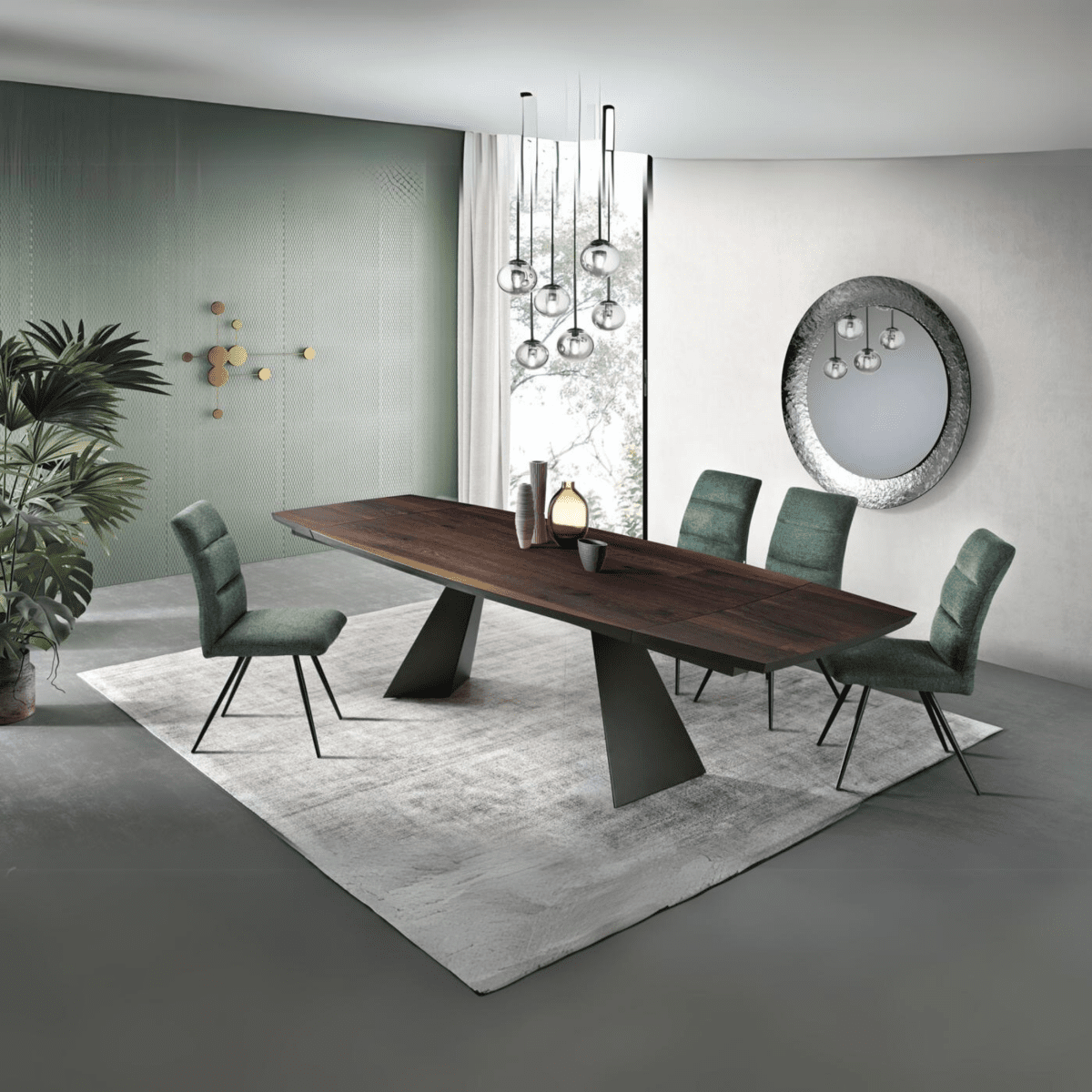 Tavolo allungabile moderno "Nora" con base in metallo e piano in rovere - MondoViro