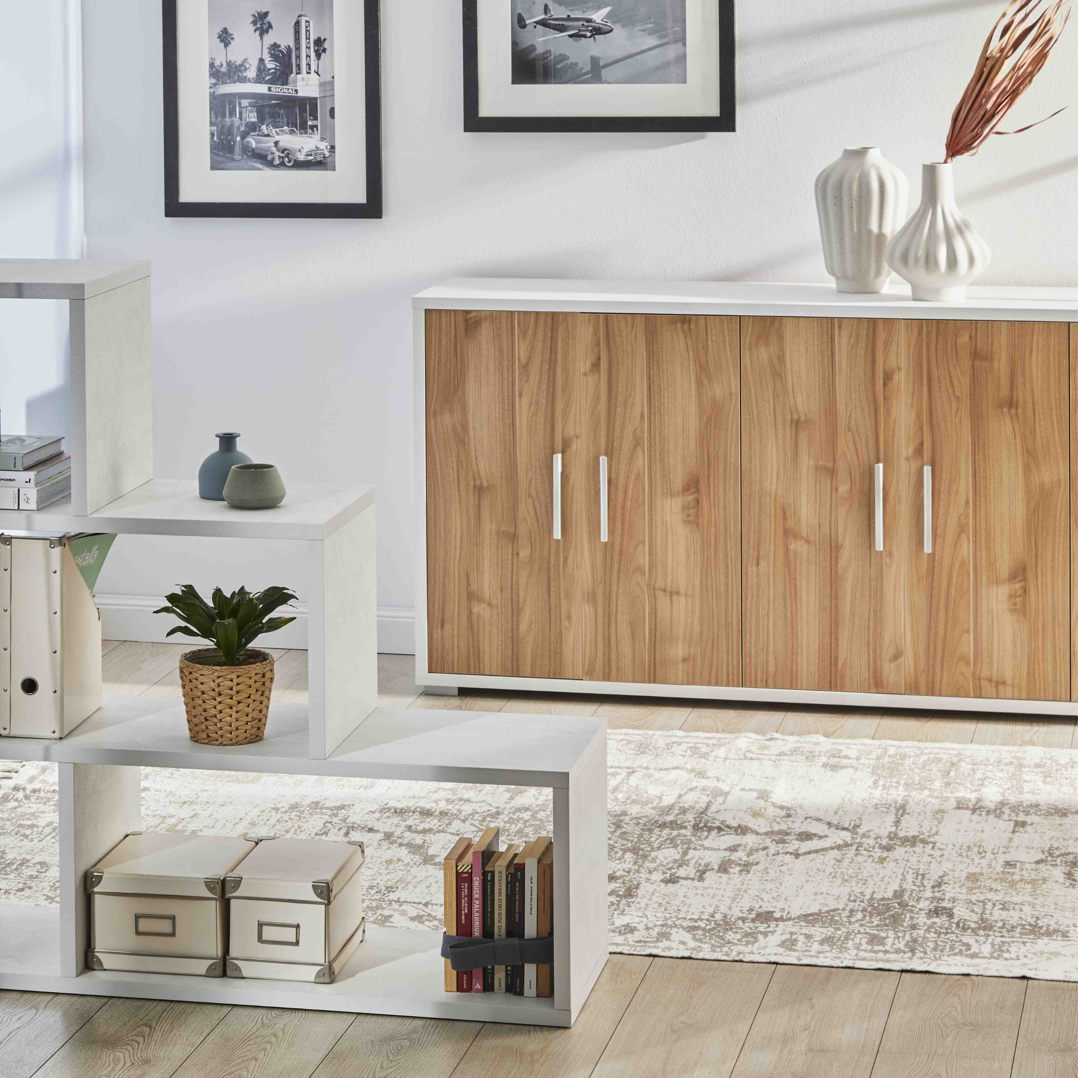 Modern 6-door "Paris" wooden sideboard, 203x41 cm, 84h