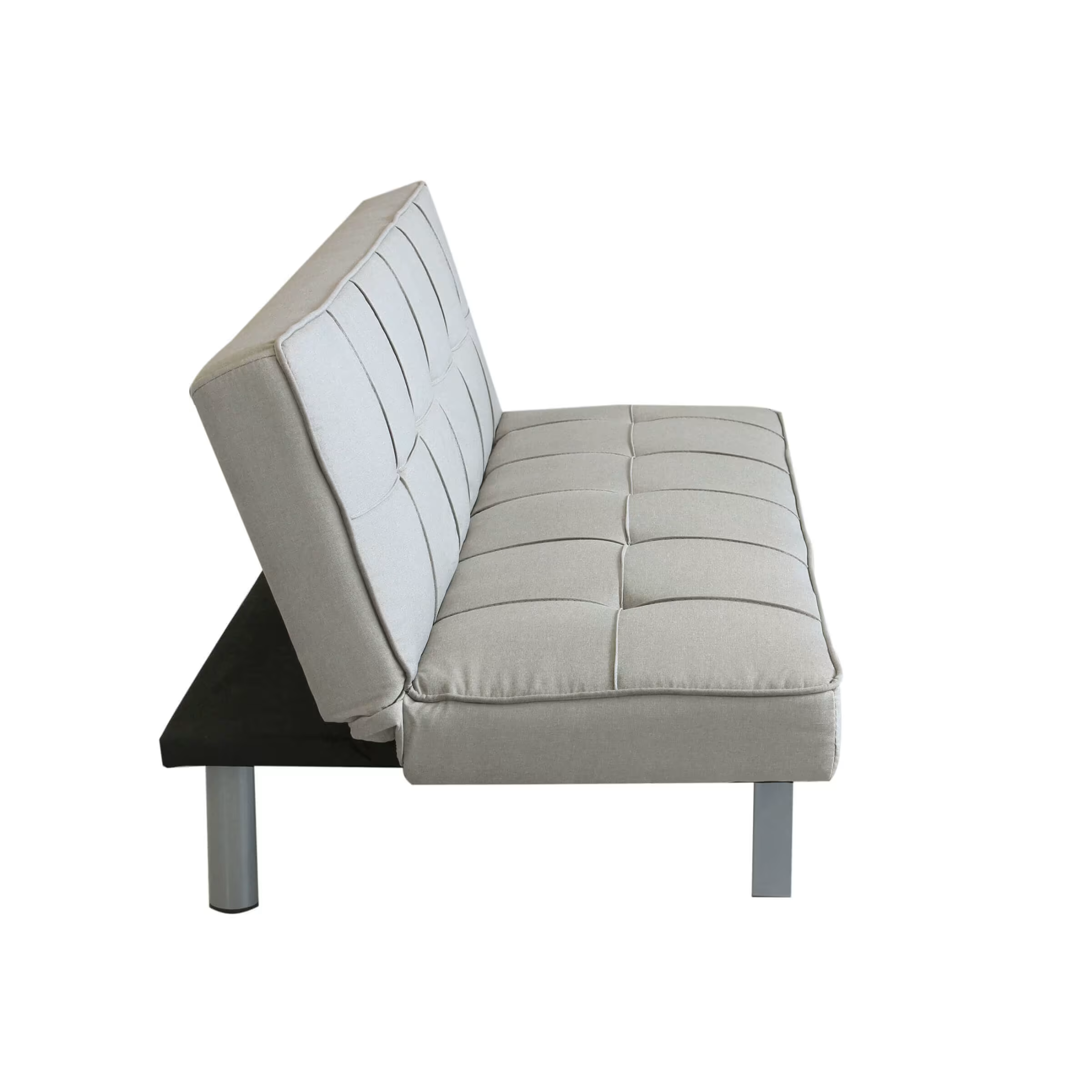 "Evelin" 3-seater sofa bed in linen fabric with metal legs, 180x81 cm, 79 cm high.