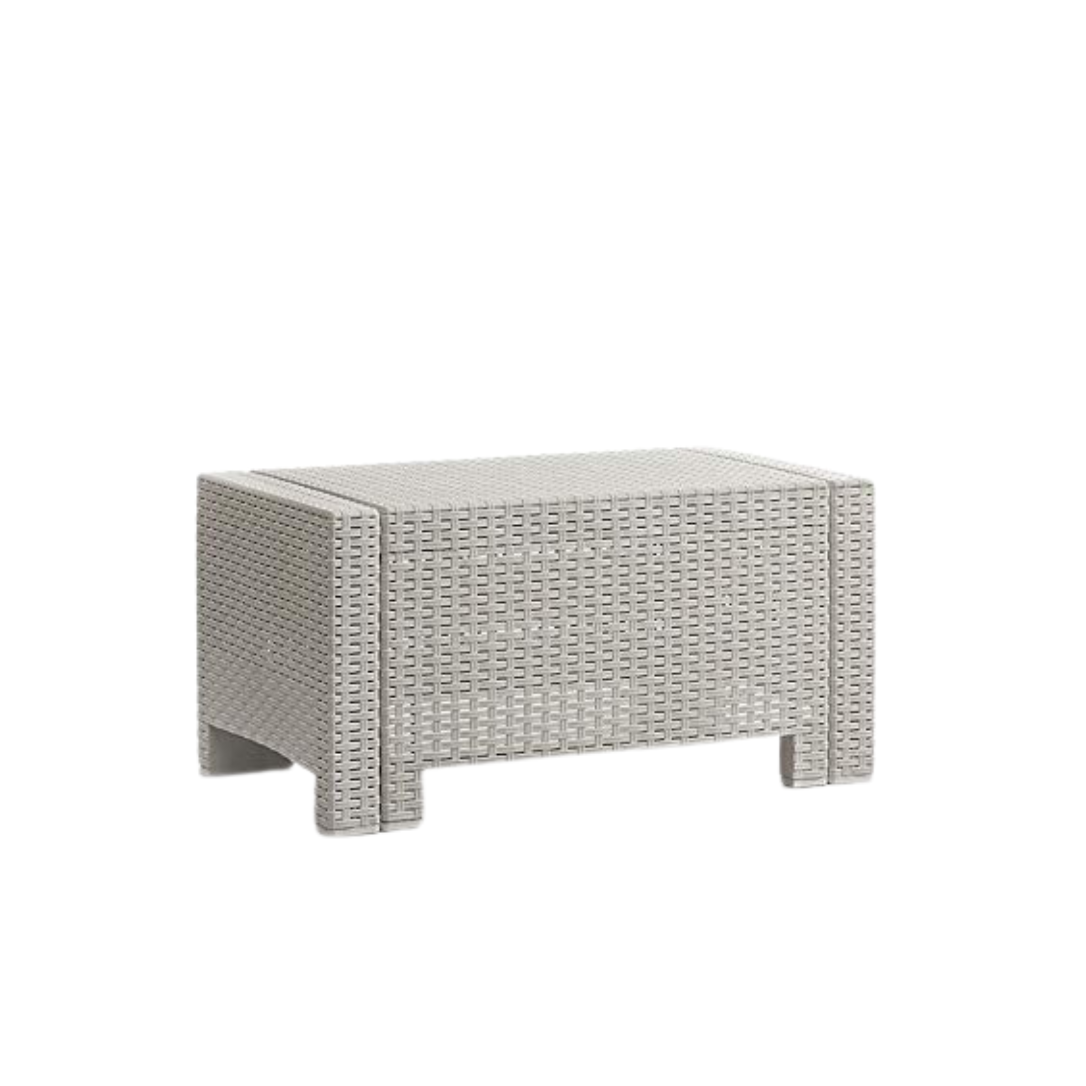 "Nebraska II" garden lounge set in rattan resin, coffee table + sofa + 2 armchairs with cushions