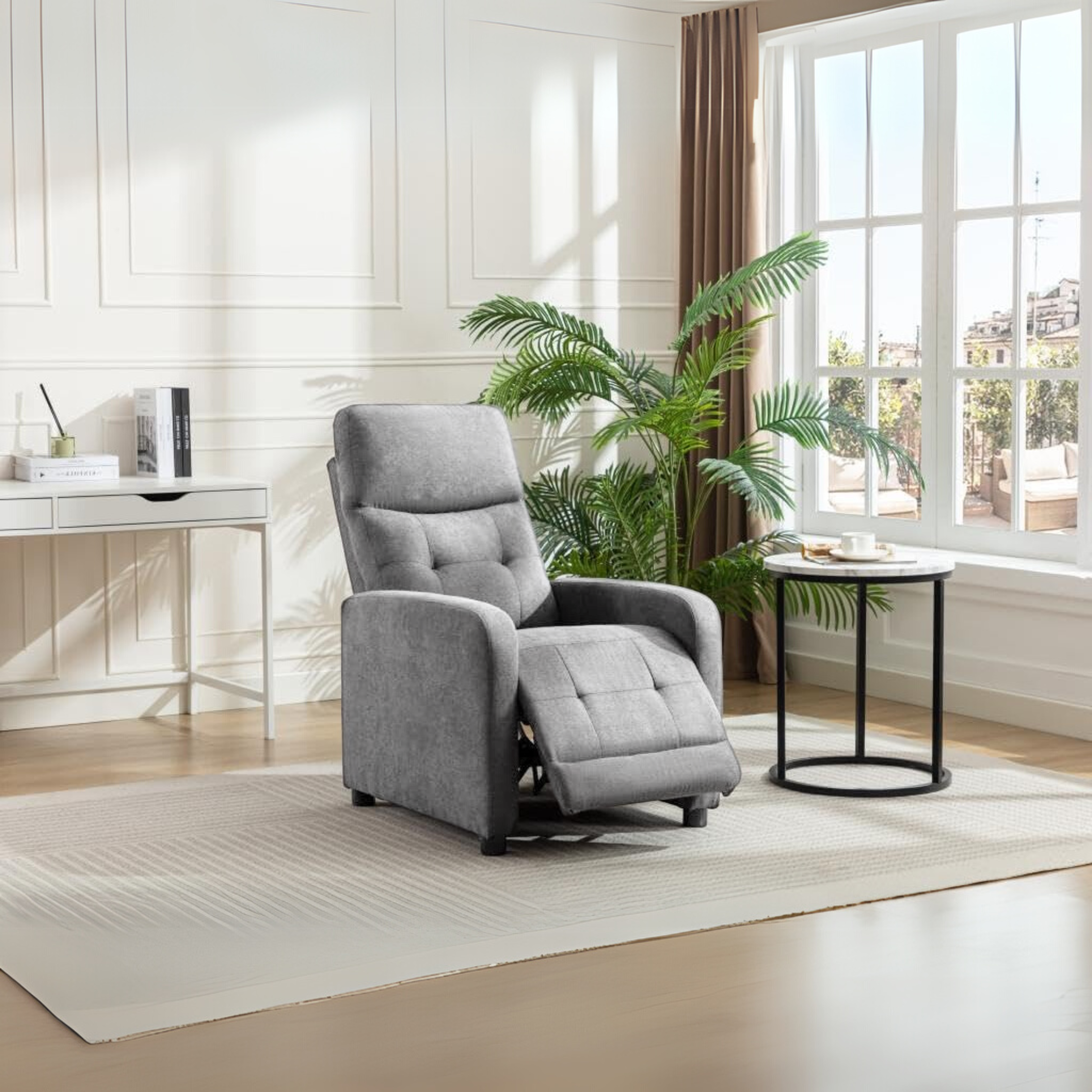 "Rey" manual reclining armchair in liner fabric cm 65.5x85.5 102.5h