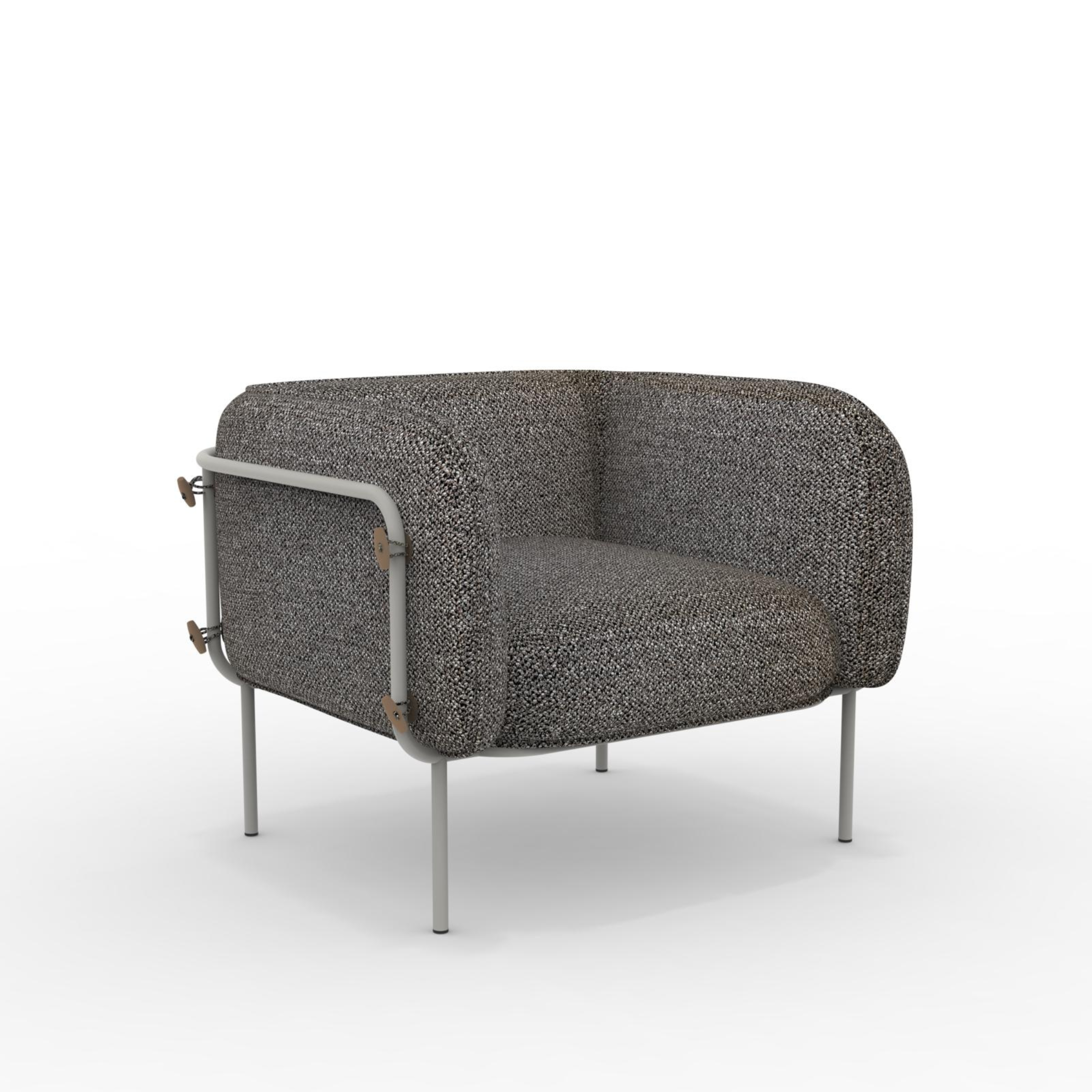 "Alamari" armchair in removable waterproof fabric, metal frame, 95x87 cm, 74h