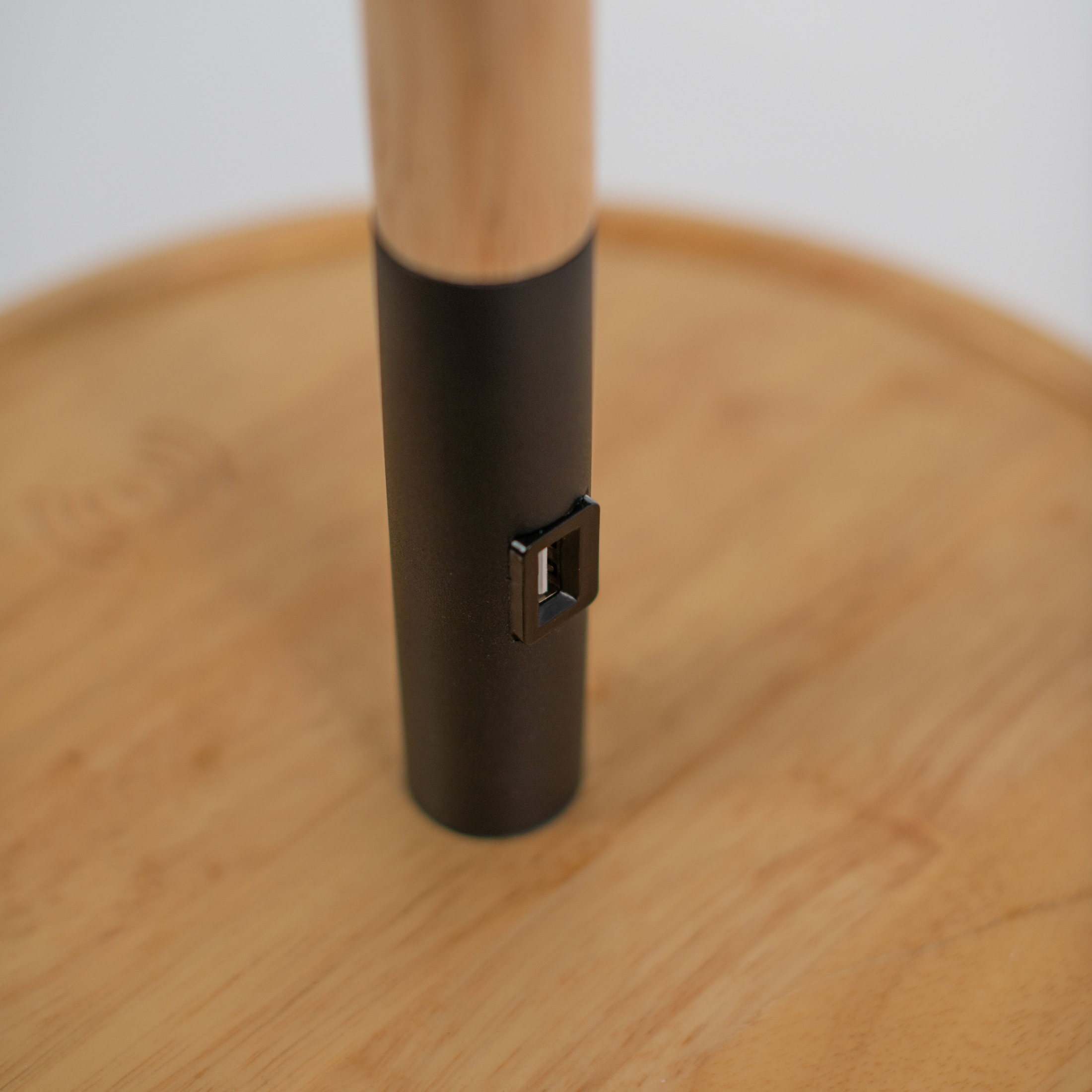 "Vega" wooden floor lamp with black fabric shade, 40x40 cm, 135 cm high