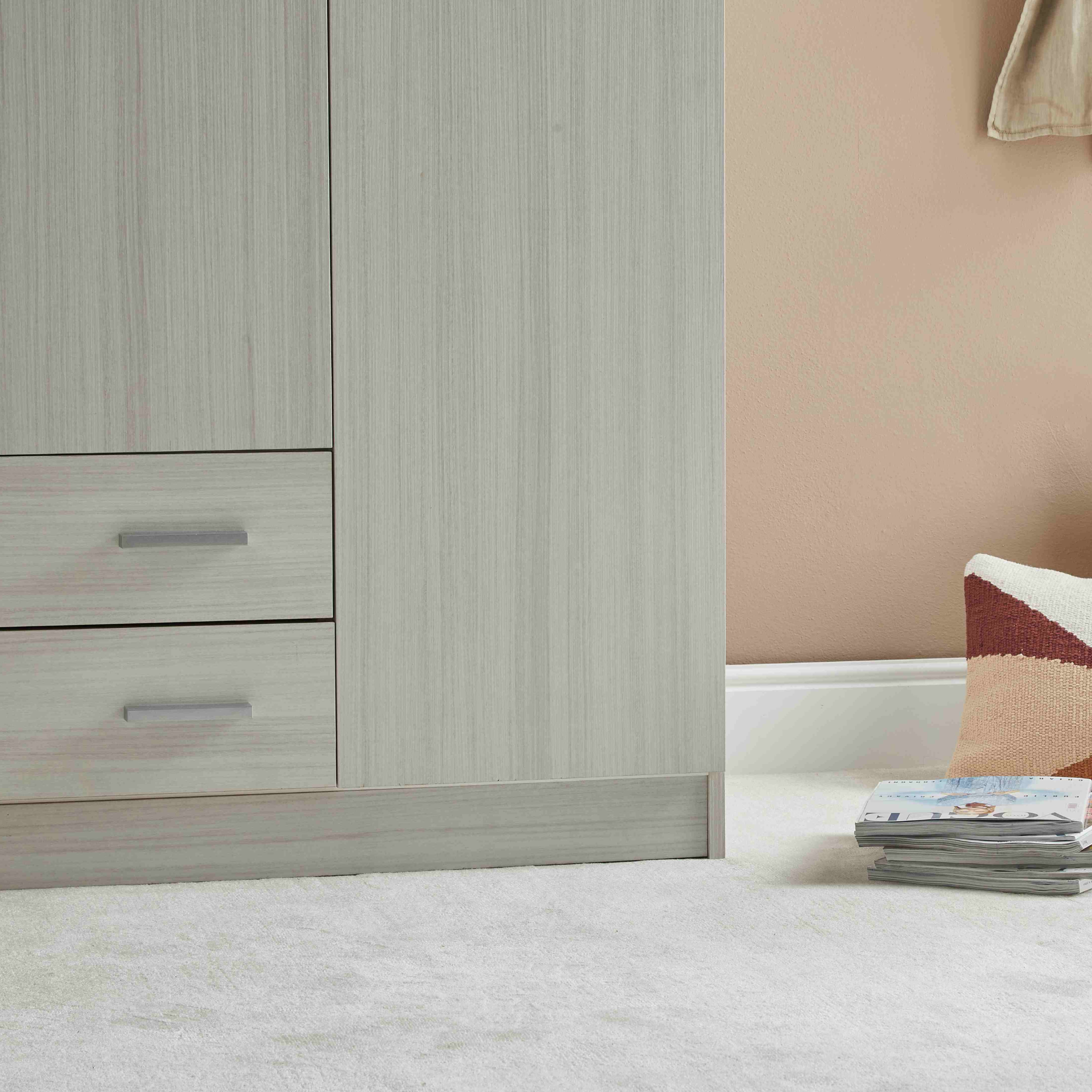 Modern wooden wardrobe with 3 doors, coat hanger, 2 drawers, 111x47 cm, 171h