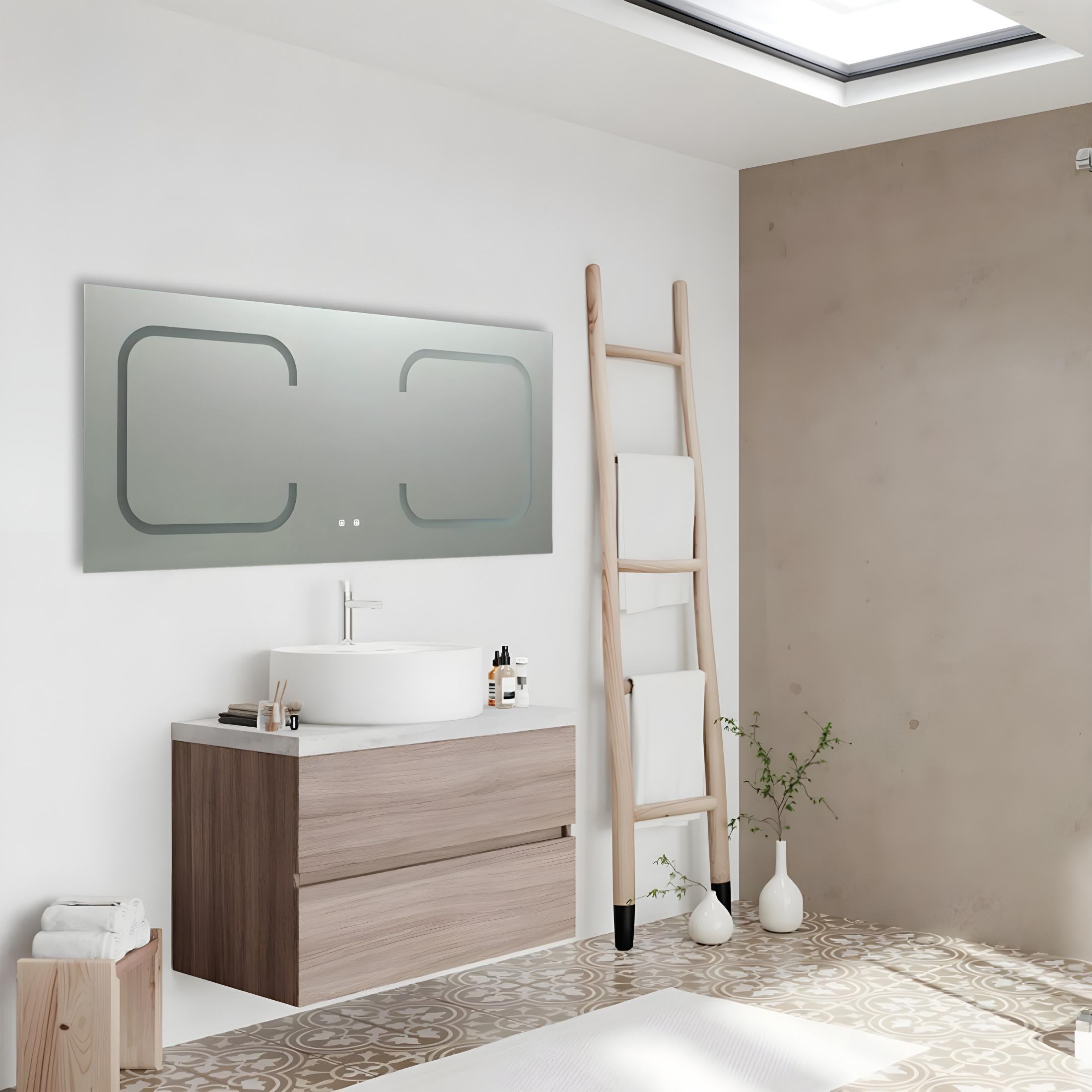 "Luce" double-sided LED bathroom mirror in aluminum, 180x80 cm.