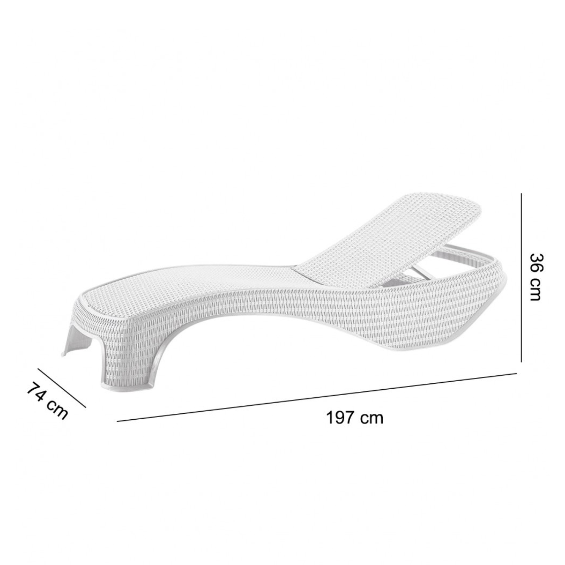 "Atlantic" reclining polyrattan sun lounger, 197x74 cm, 36h