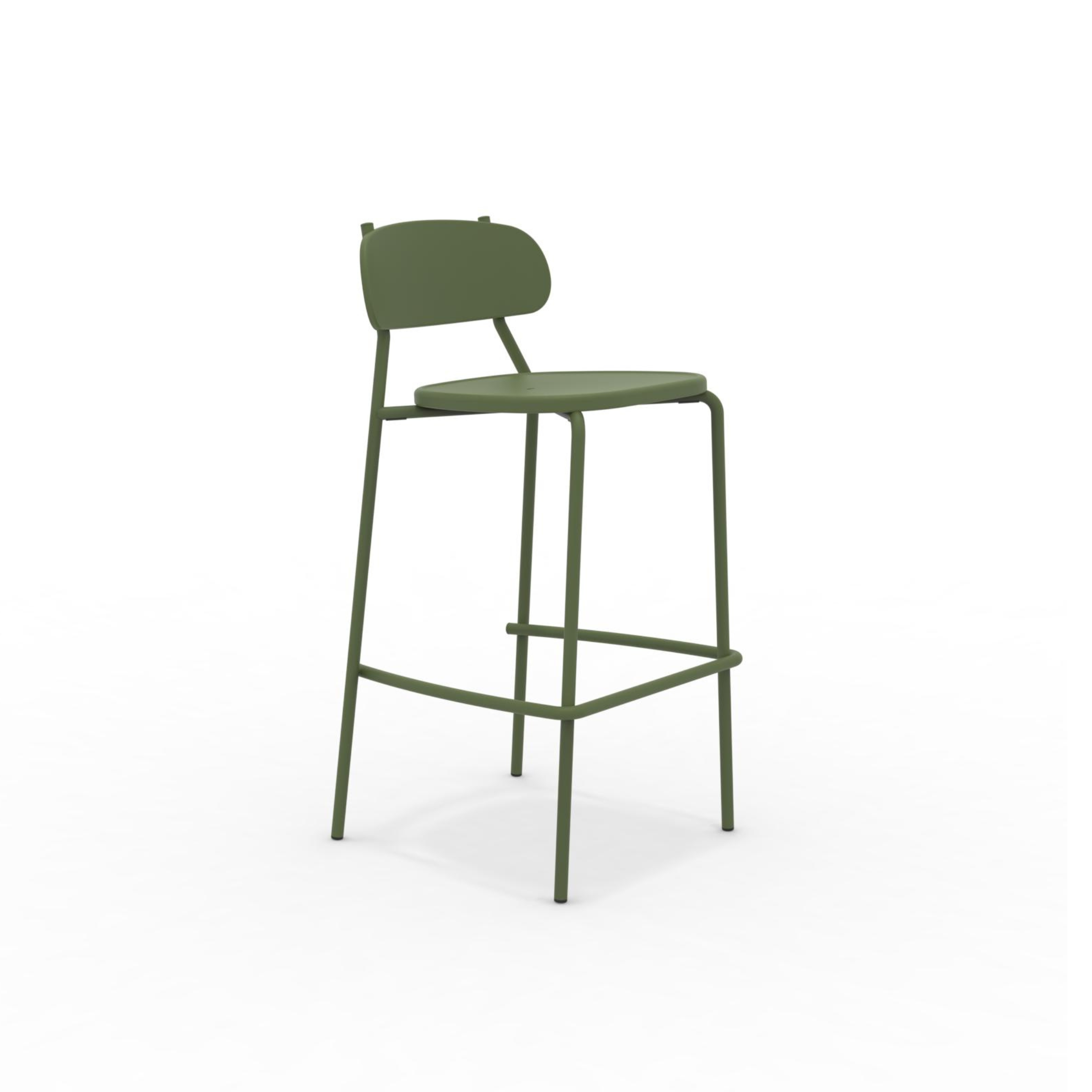 Set of stackable "Fox" garden stools in painted metal, 48x50 cm, 98h