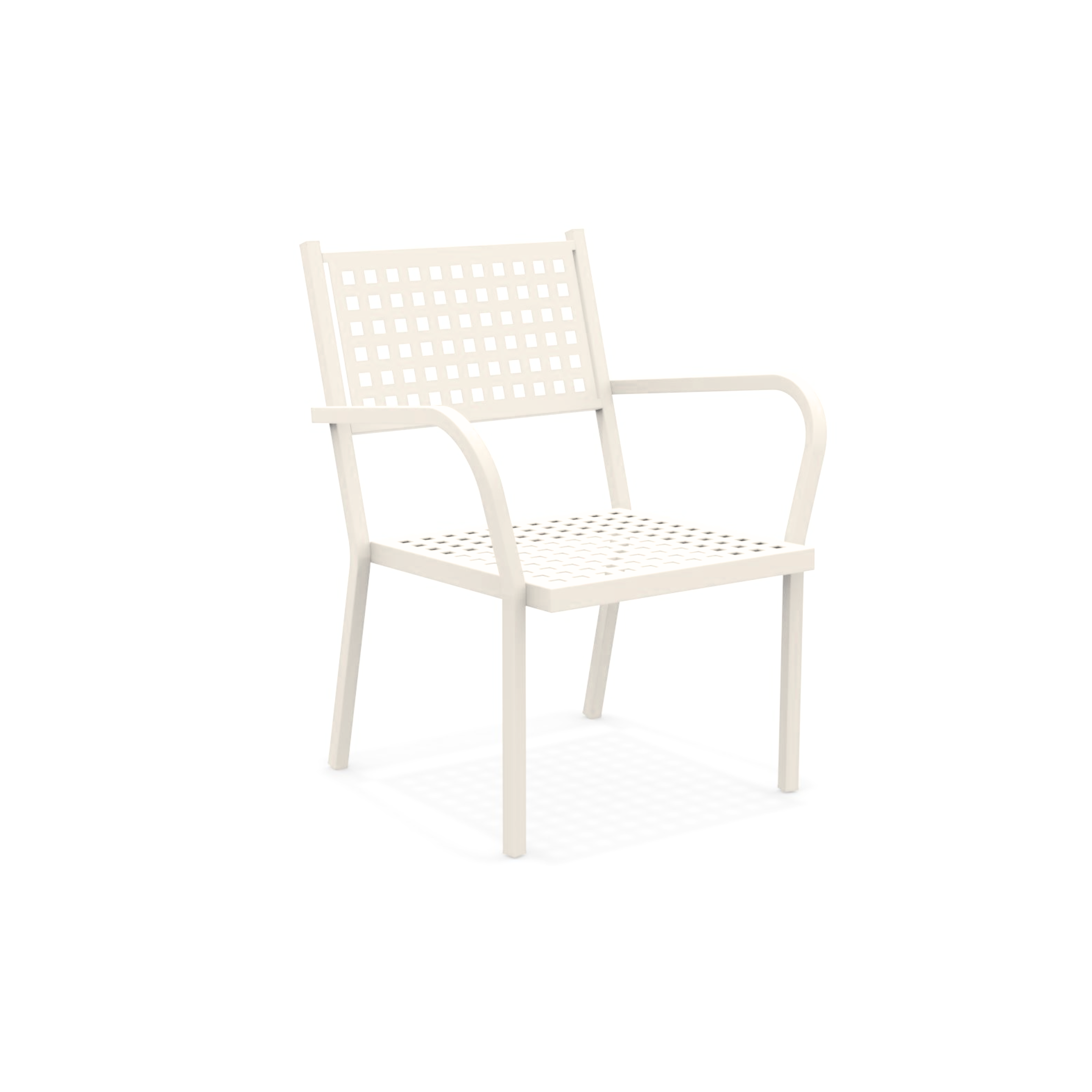 Set of modern "Alice" low stackable metal garden armchairs, 65x63 cm, 77 cm high.