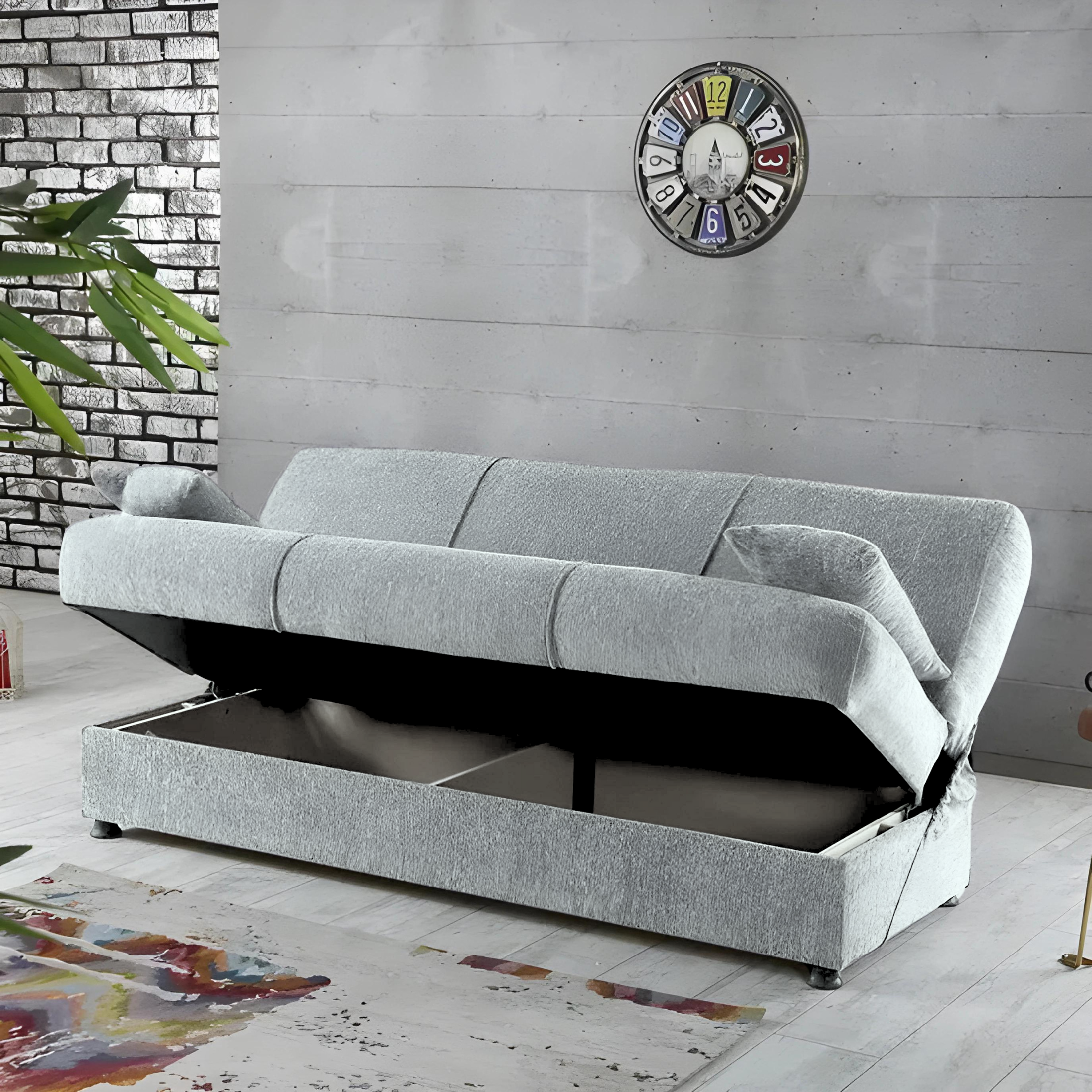 Modern "Jim" fabric sofa bed with storage cm 190x64 90h