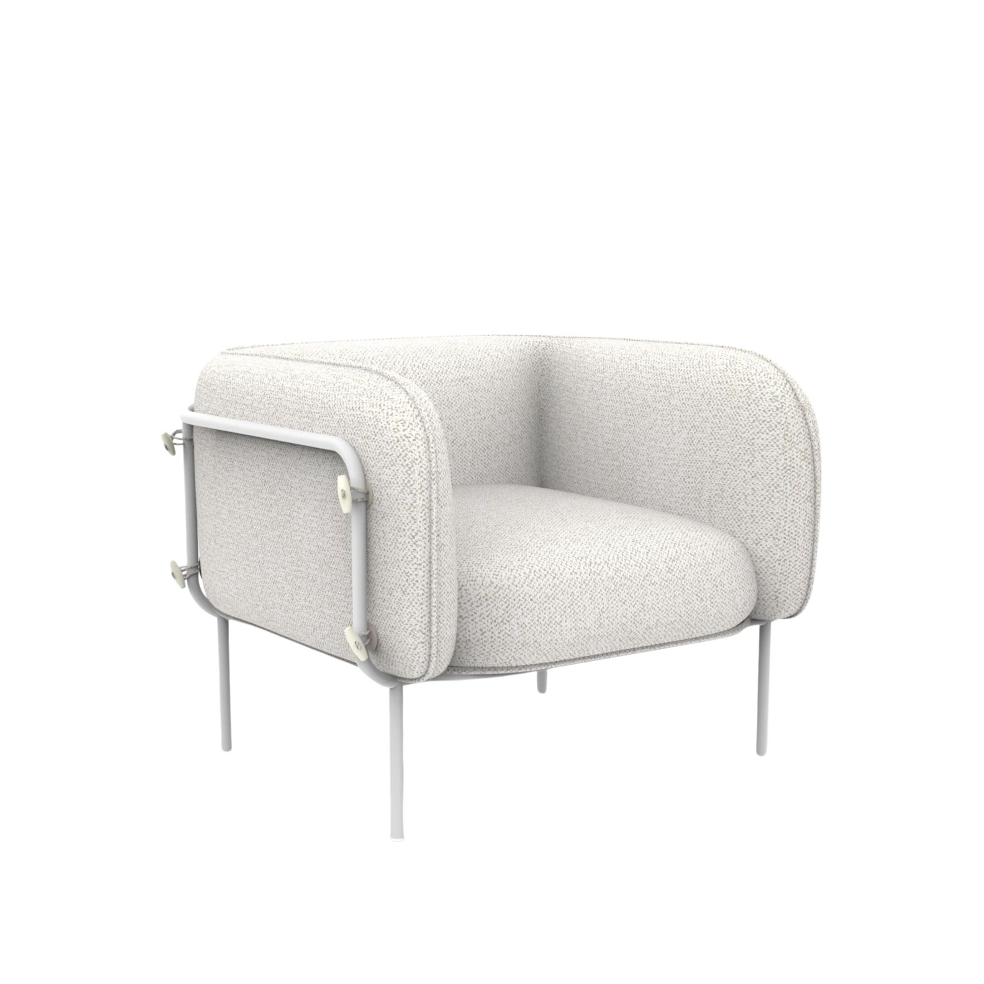 "Alamari" armchair in removable waterproof fabric, metal frame, 95x87 cm, 74h