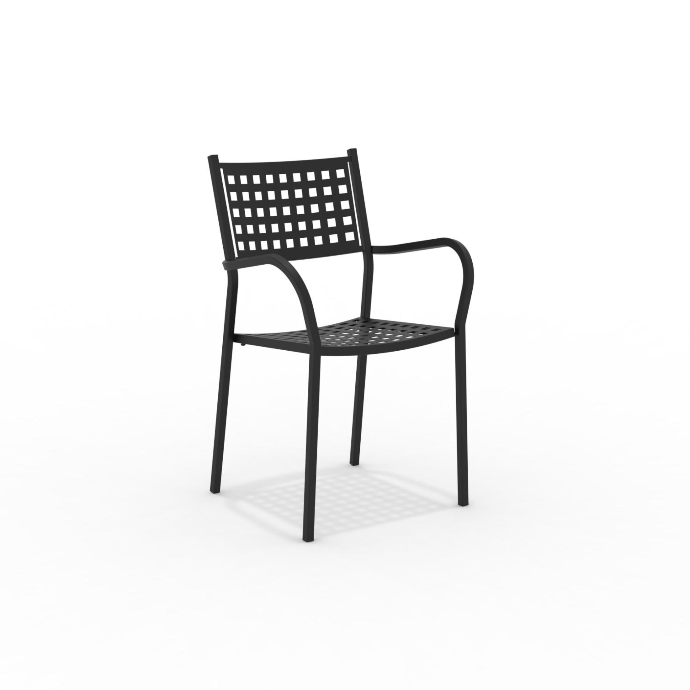Set of "Alice" metal garden chairs with armrests, stackable, 53x53 cm, 85 cm high.