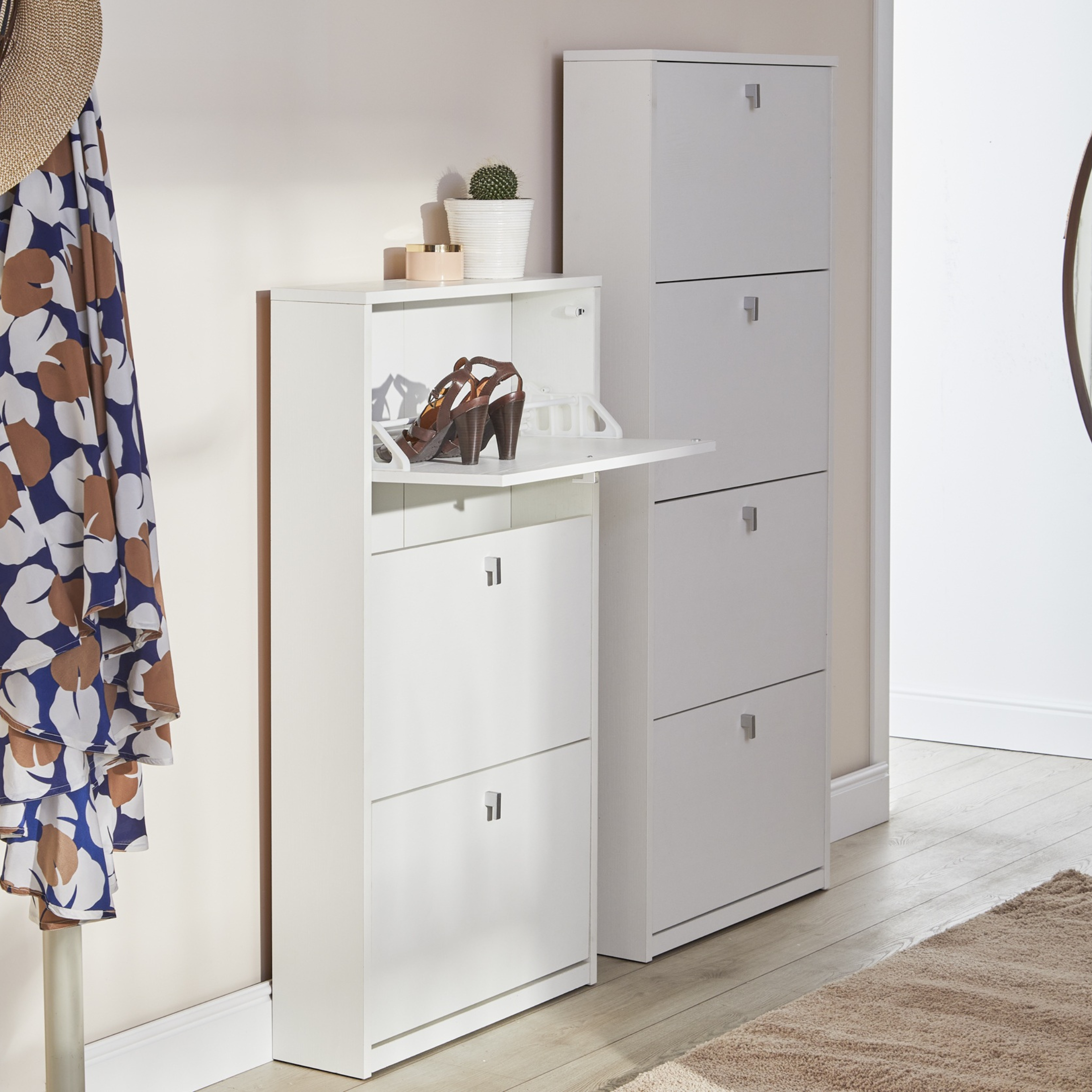 Modern "Malta" 3-door wooden shoe rack for entrance, 63x18 cm, 117 cm high