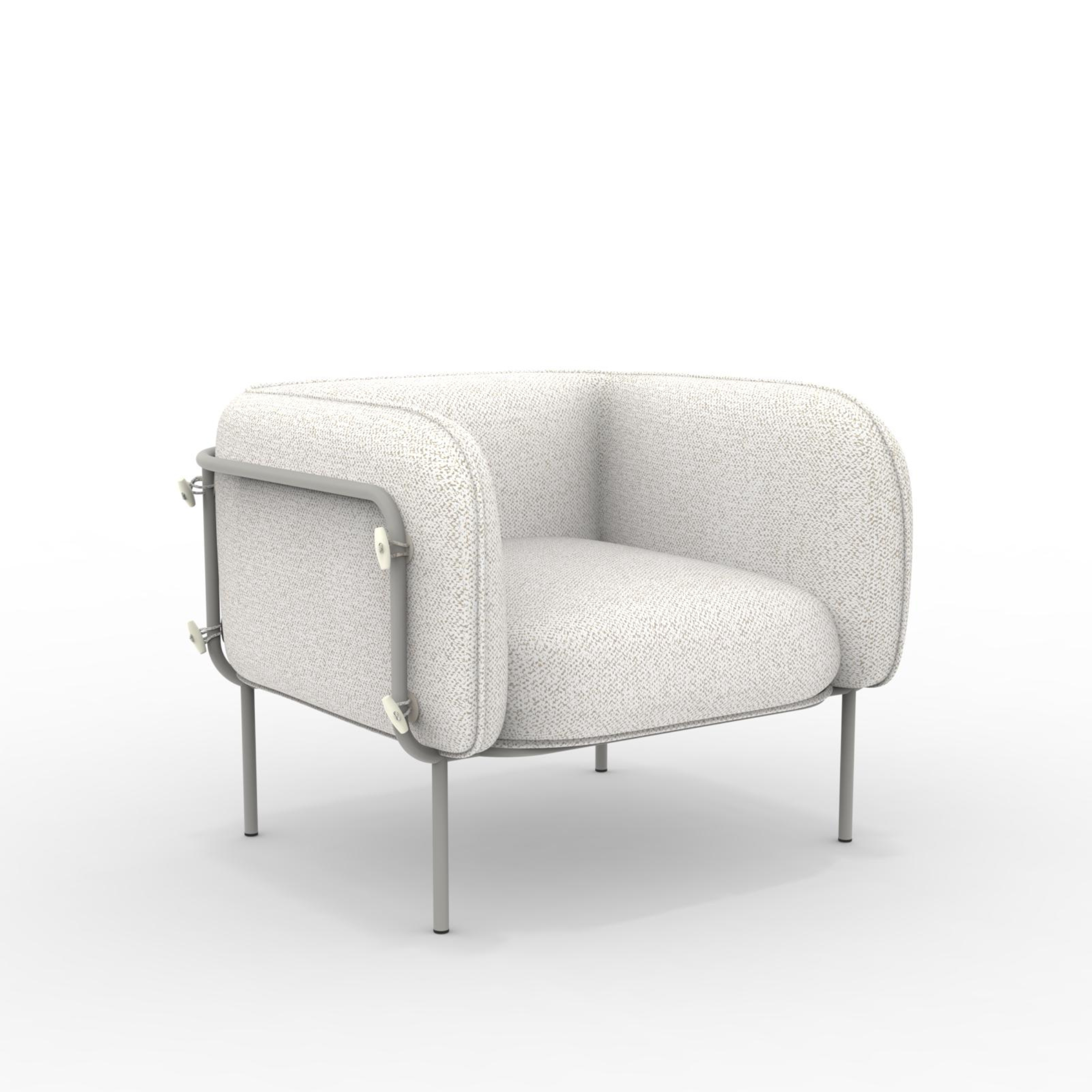 "Alamari" armchair in removable waterproof fabric, metal frame, 95x87 cm, 74h