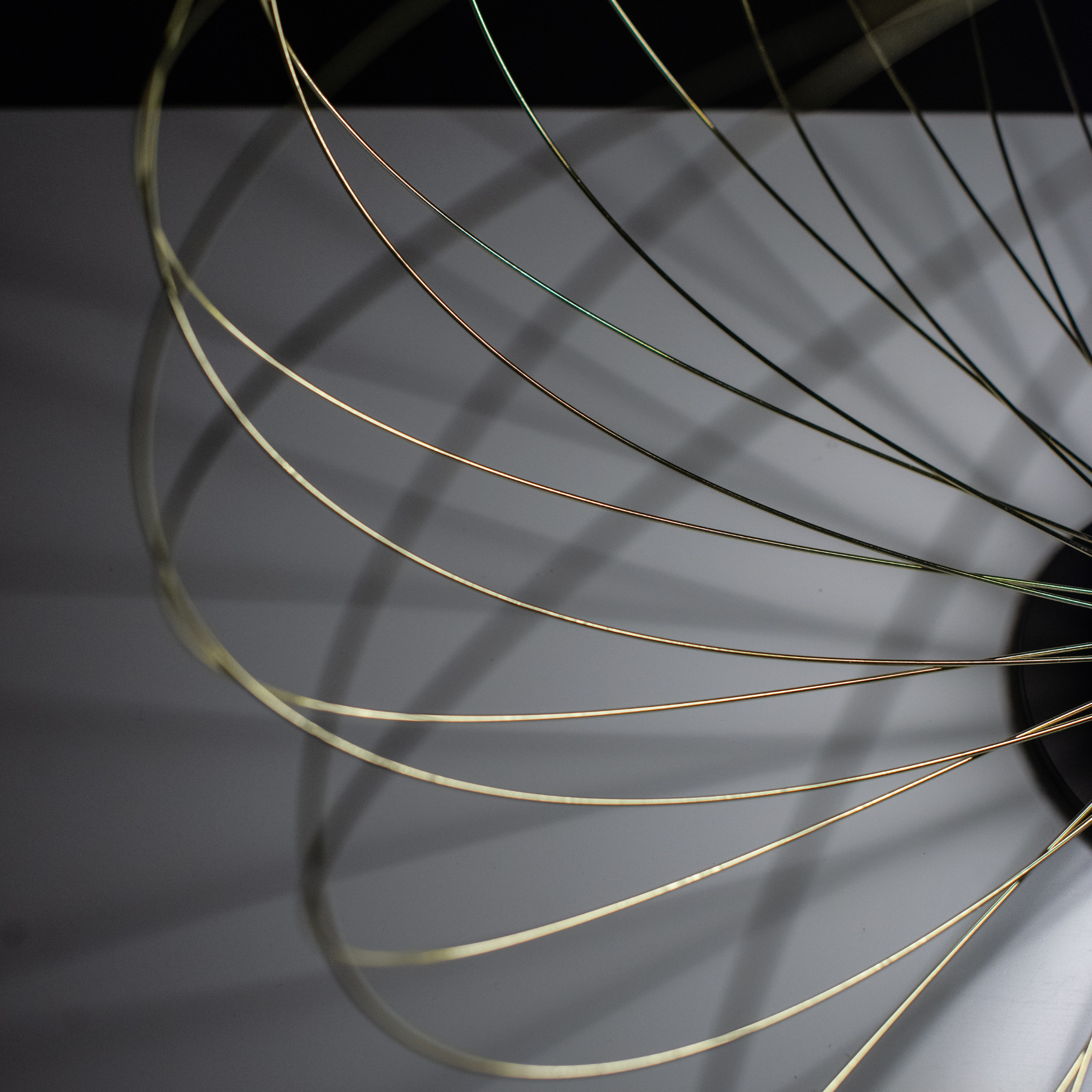 "Jaula" LED floor, table and hanging lamp with steel shade