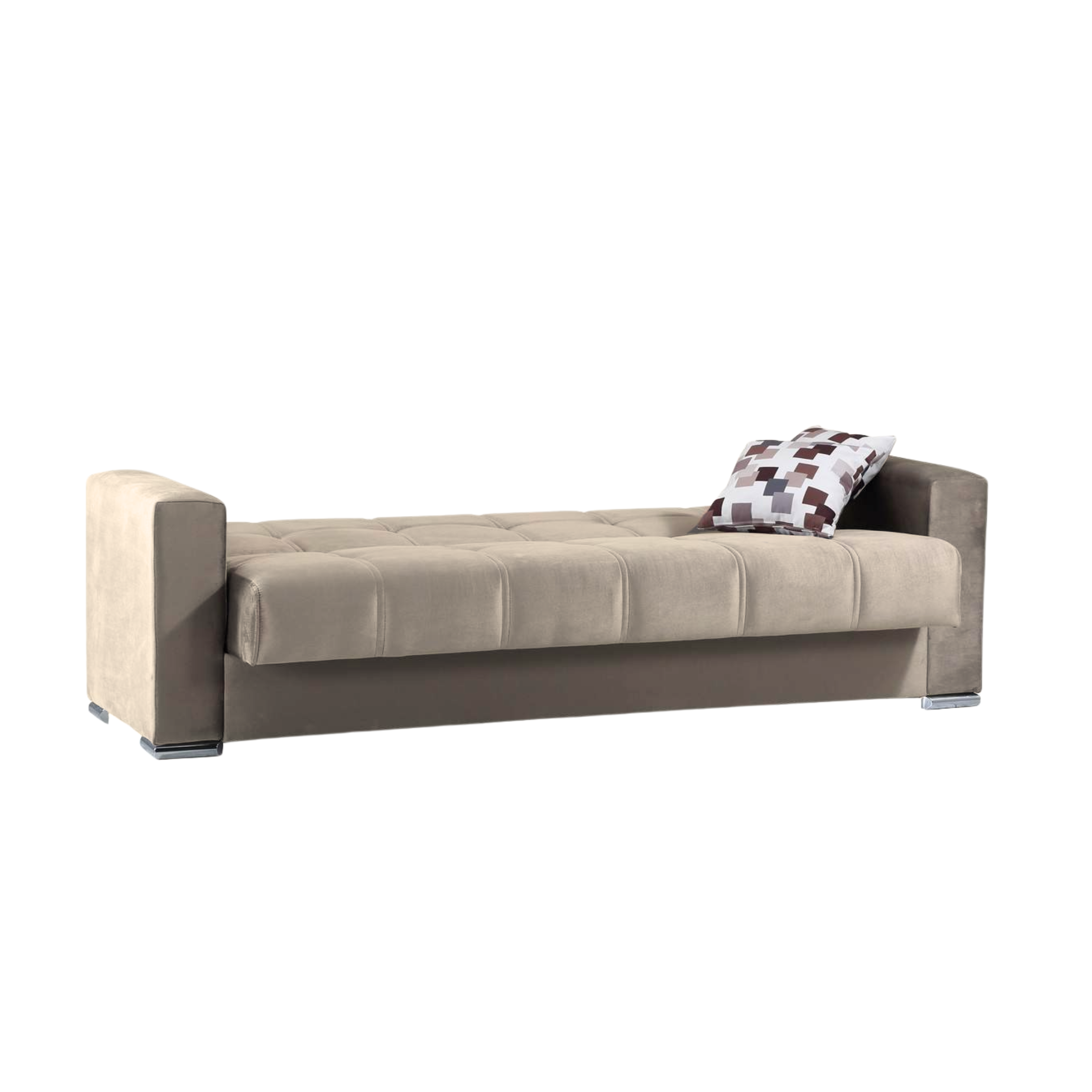 "Alba" 3-seater sofa bed with storage in fabric with chromed feet, 226x85 cm, 92h