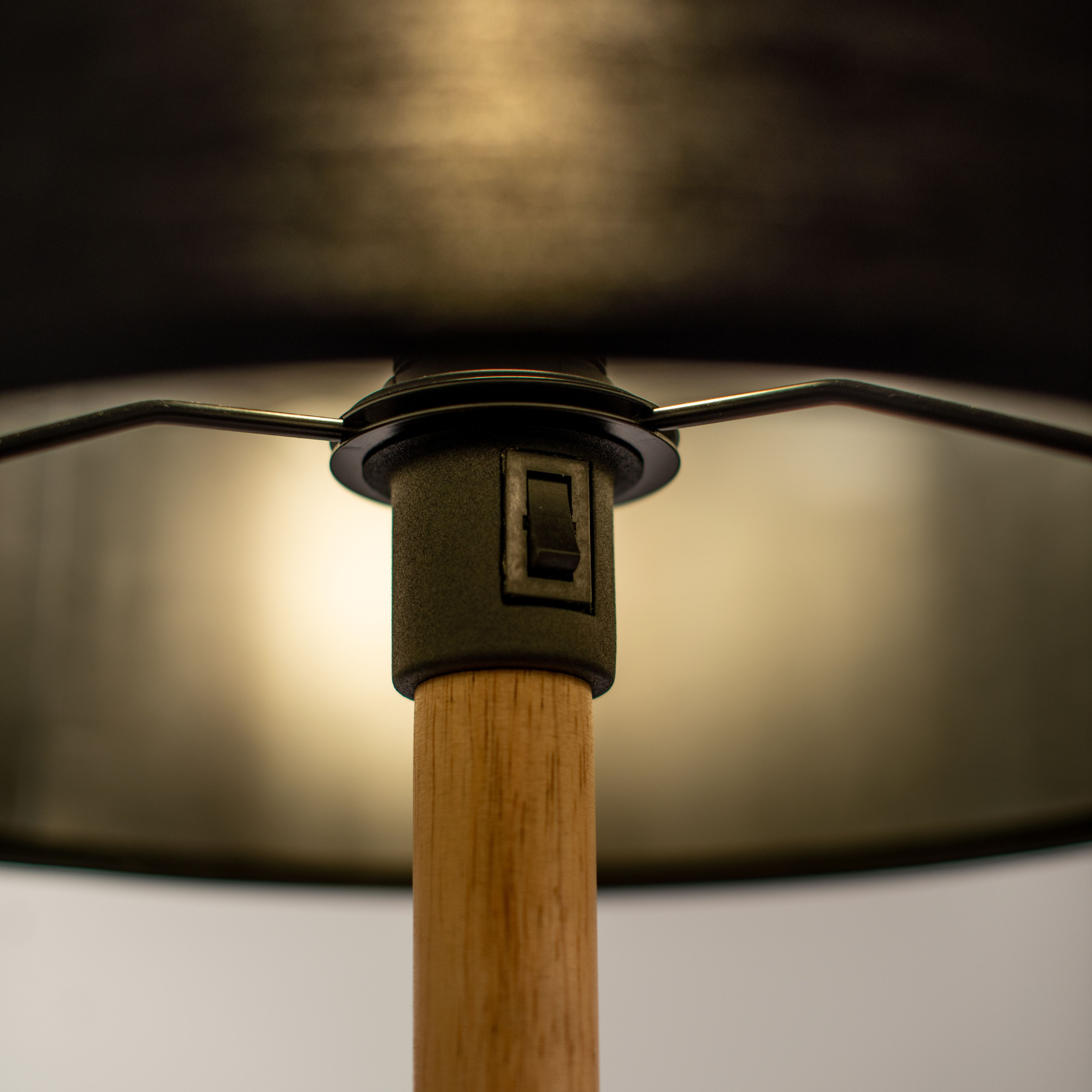 "Vega" wooden floor lamp with black fabric shade, 40x40 cm, 135 cm high