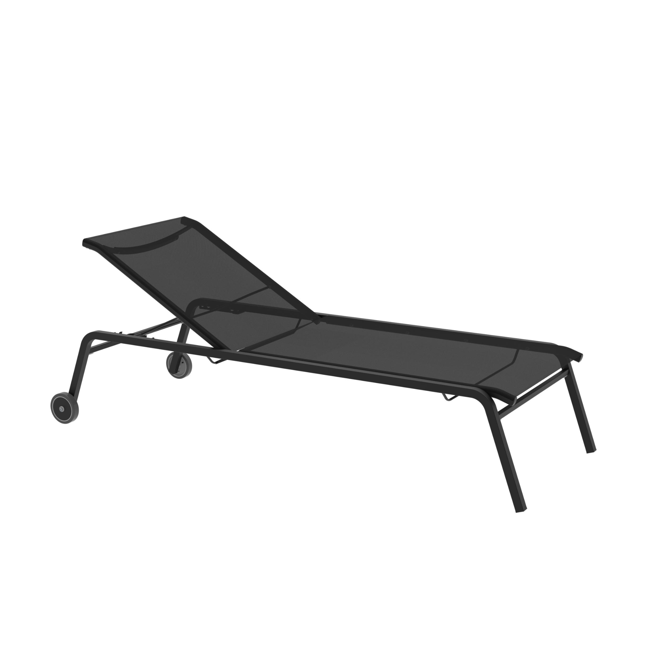 Stackable "Alice4" garden sun lounger in fabric and aluminium, 198x80 cm, 97 cm high