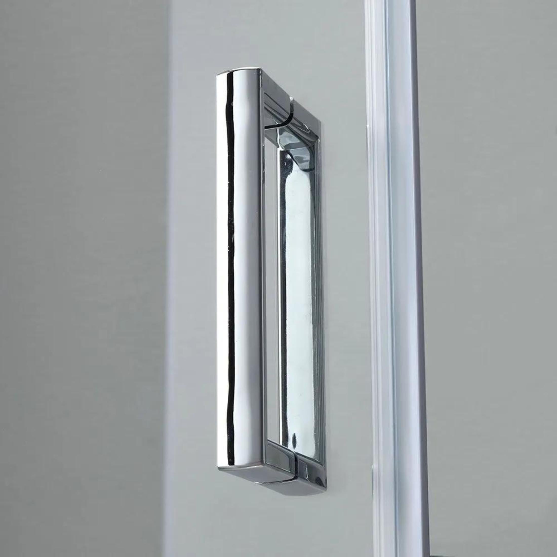 "Genova Two" square shower enclosure with sliding doors in polished tempered glass, 185 cm high