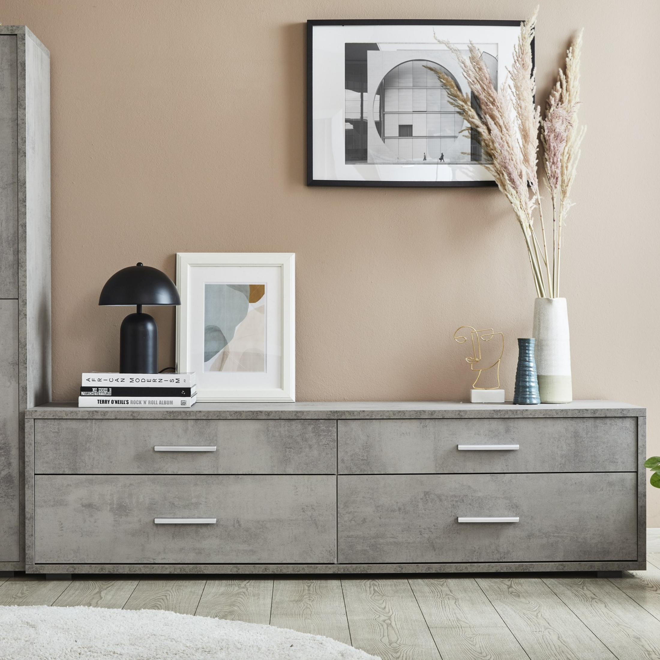 "Pedro" modern wooden 4-drawer entrance cabinet, 179x47 cm, 50 cm high