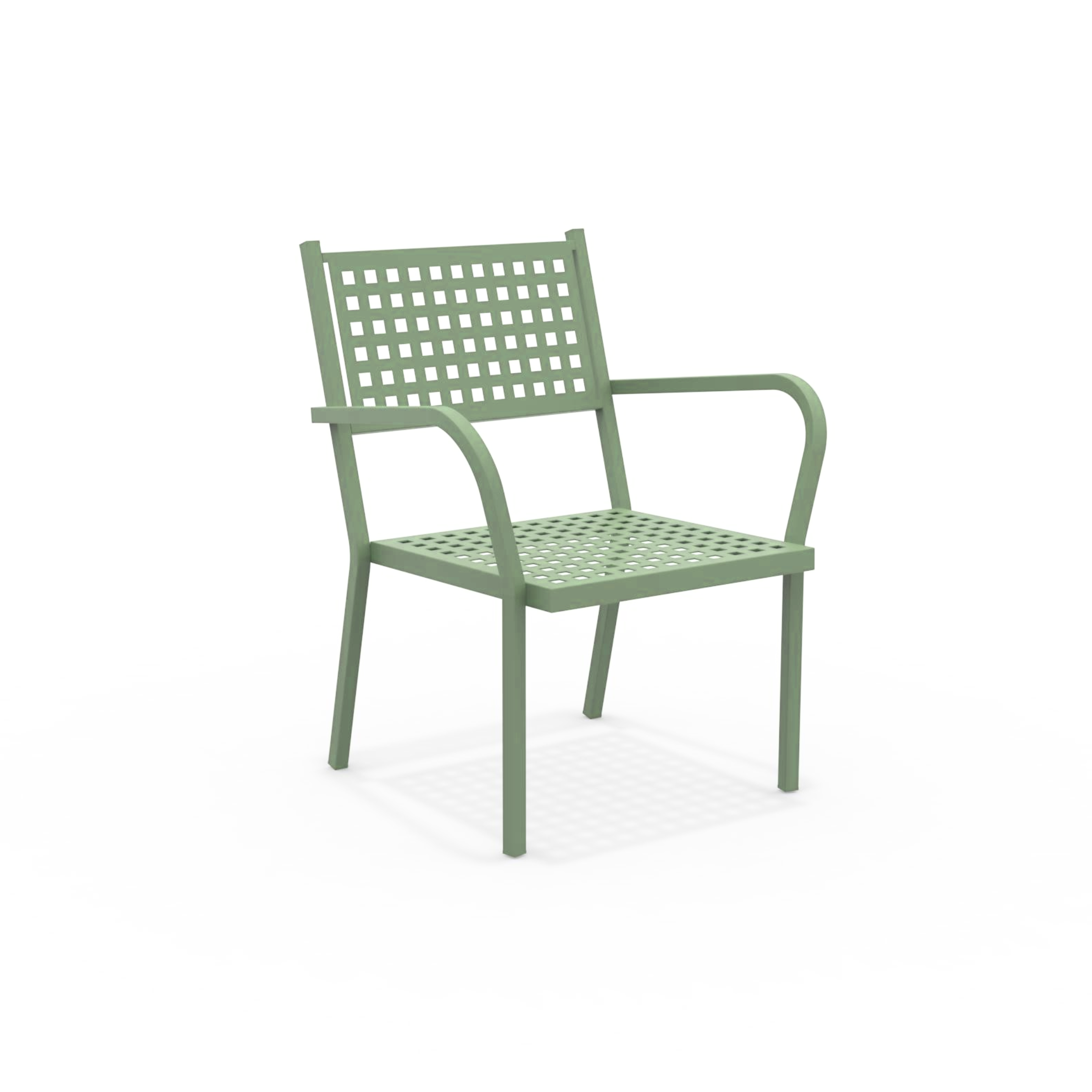 Set of modern "Alice" low stackable metal garden armchairs, 65x63 cm, 77 cm high.