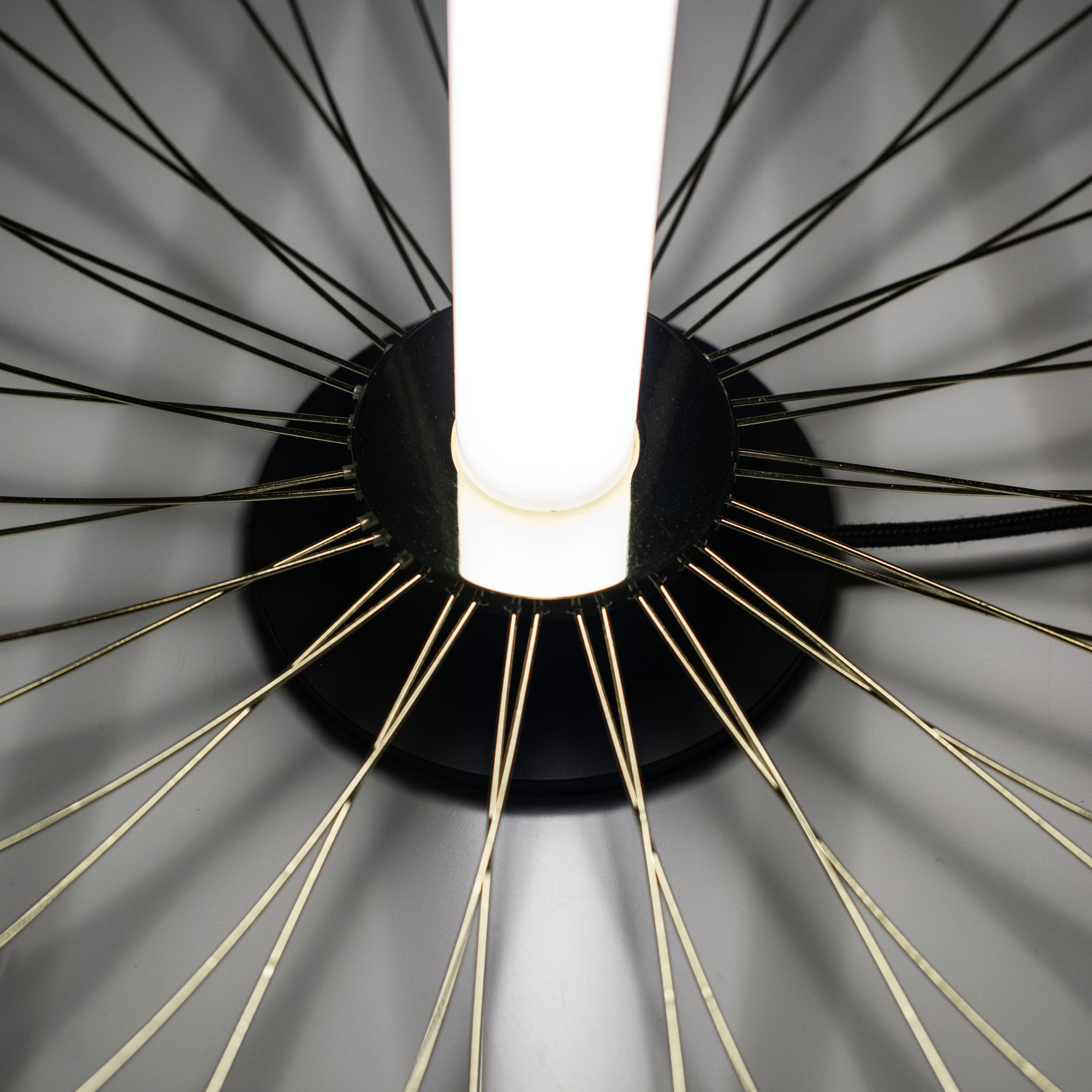 "Jaula" LED floor, table and hanging lamp with steel shade